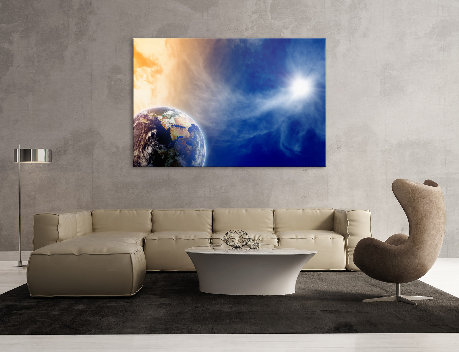 Cosmos No. 036, shown framed in a room by day