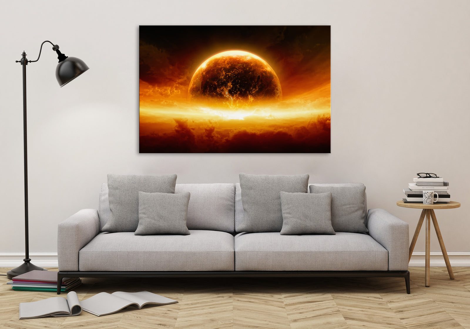 Cosmos No. 038, shown framed in a room by day