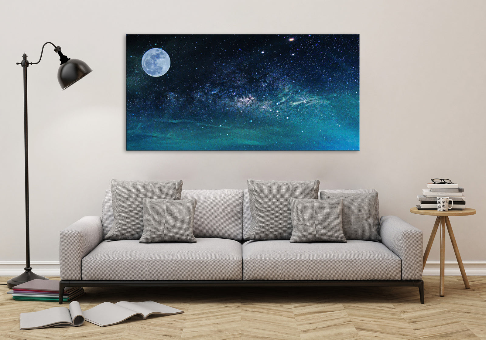 Cosmos No. 044, shown framed in a room by day