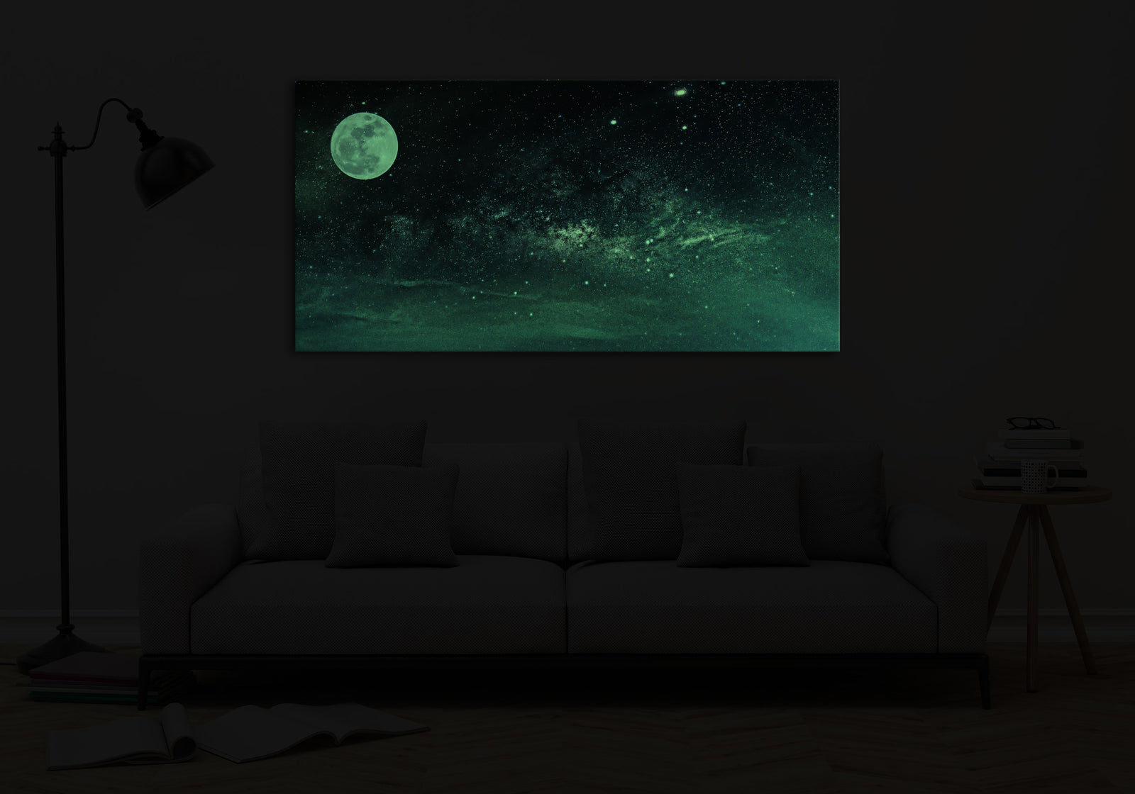 Cosmos No. 044, glowing in a room at night