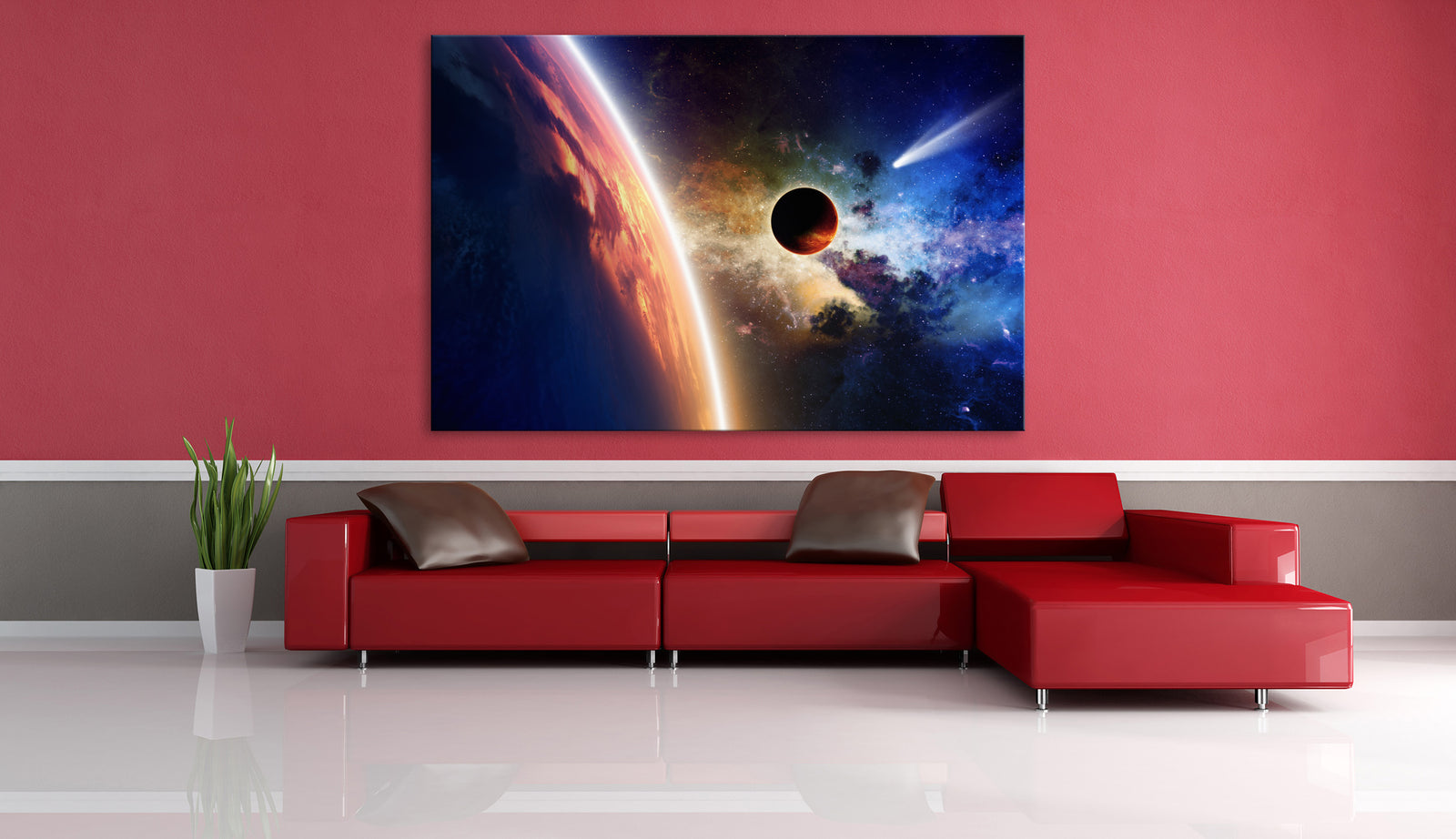 Cosmos No. 049, shown framed in a room by day