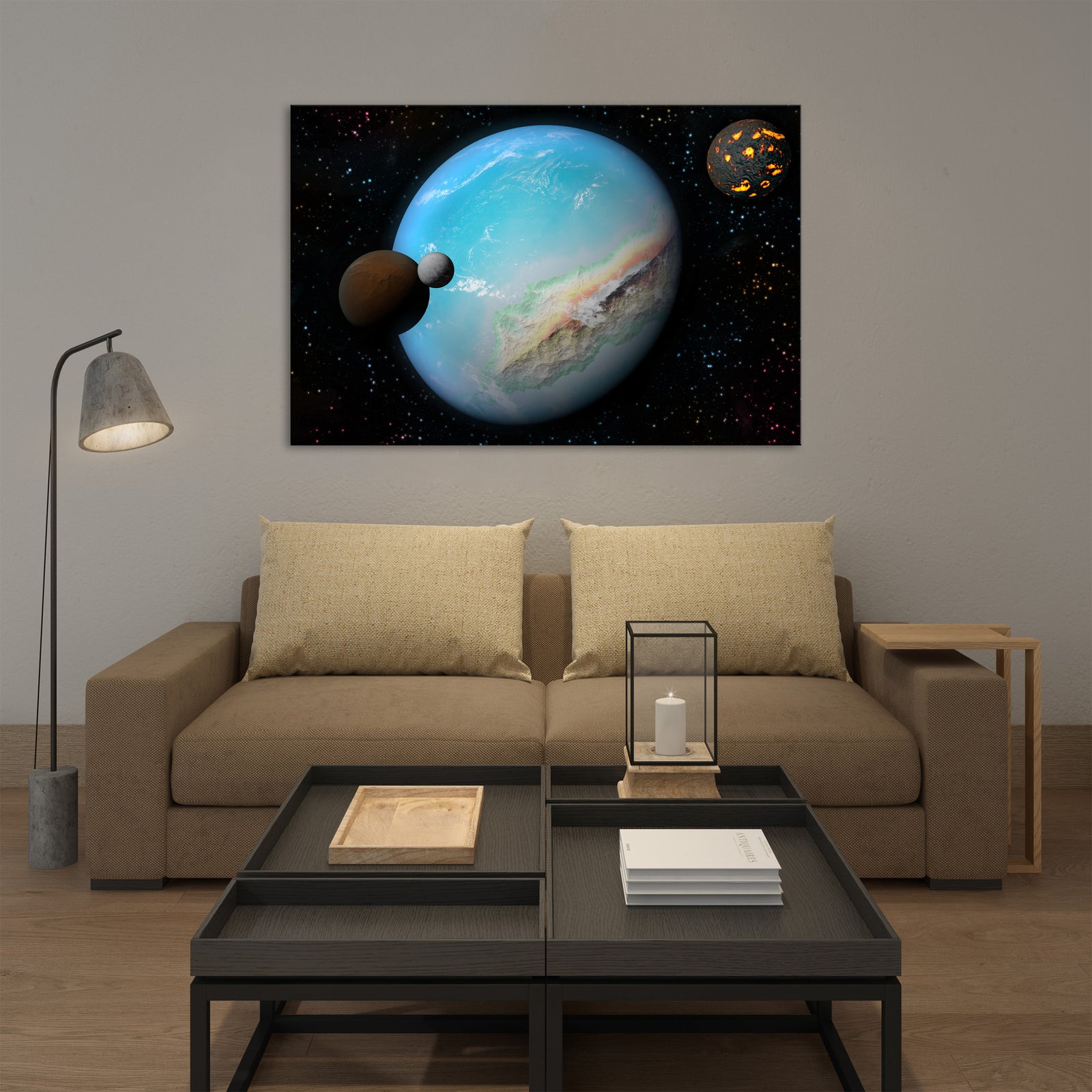 Cosmos No. 051, shown framed in a room by day