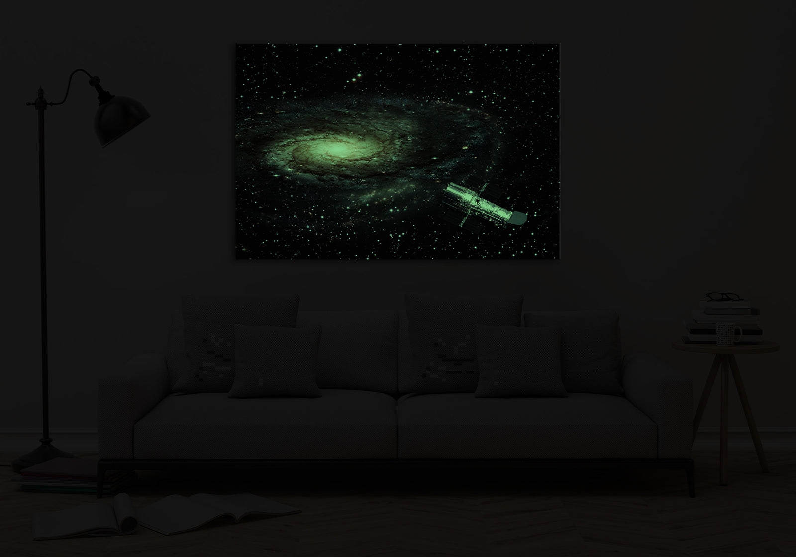 Cosmos No. 053, glowing in a room at night