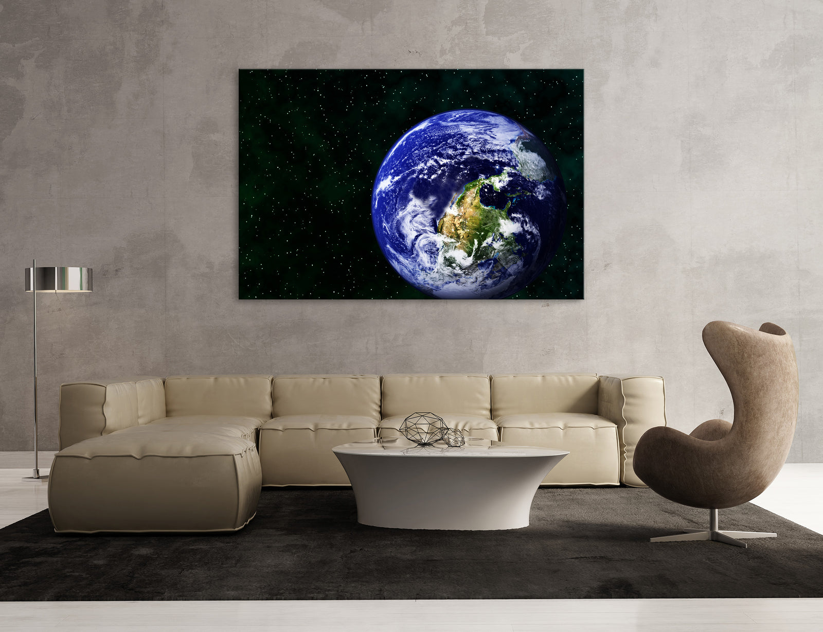 Cosmos No. 057, shown framed in a room by day
