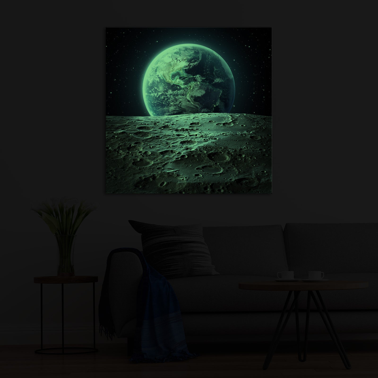 Cosmos No. 059, glowing in a room at night