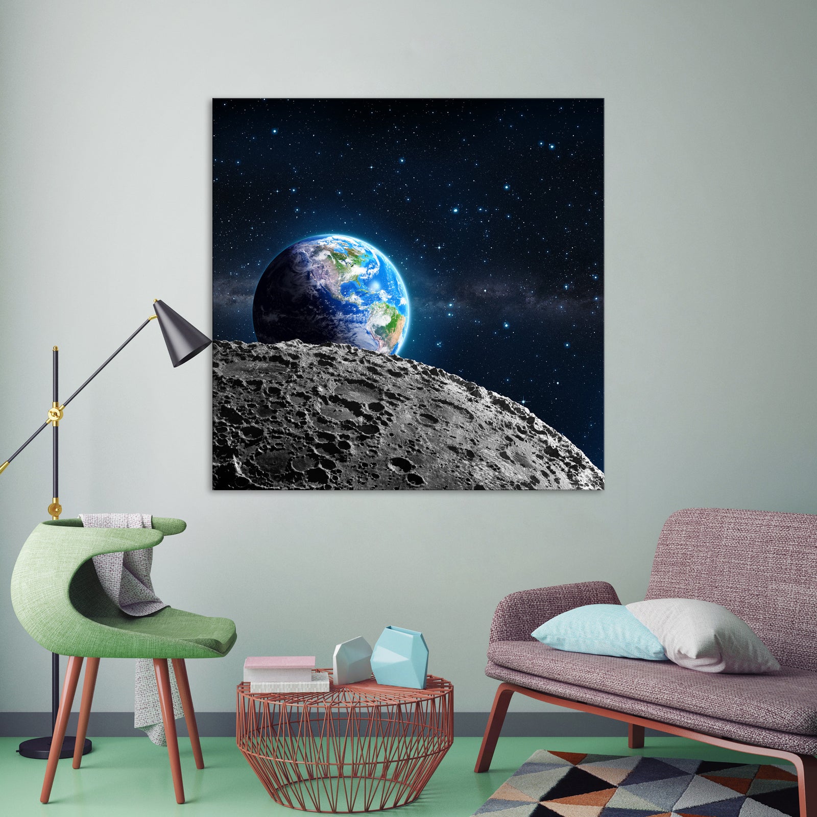 Cosmos No. 061, shown framed in a room by day