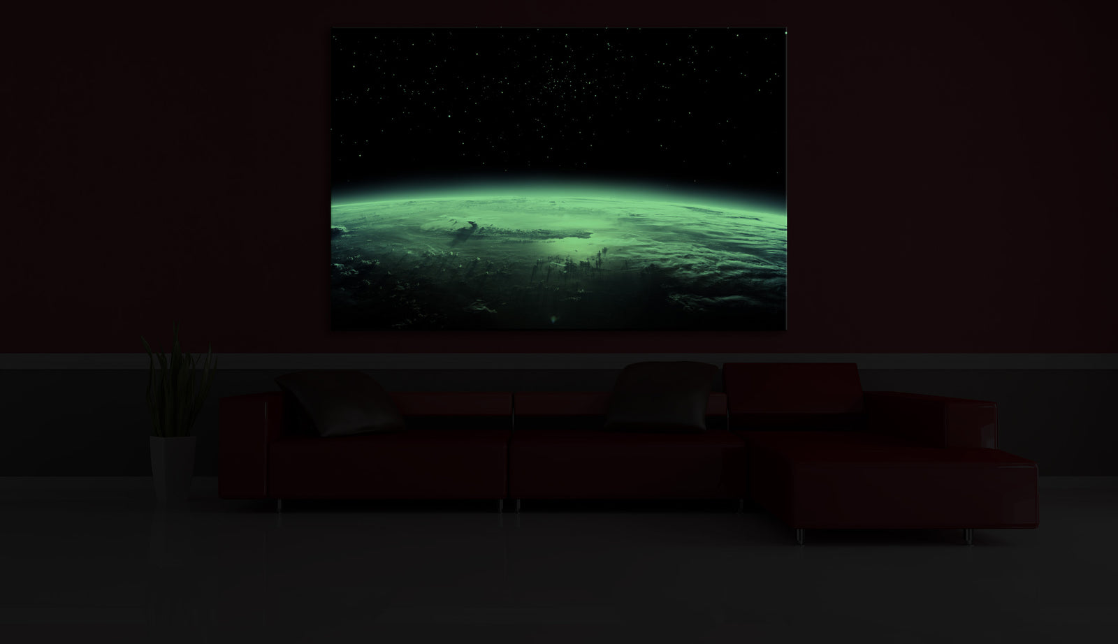 Cosmos No. 062, glowing in a room at night