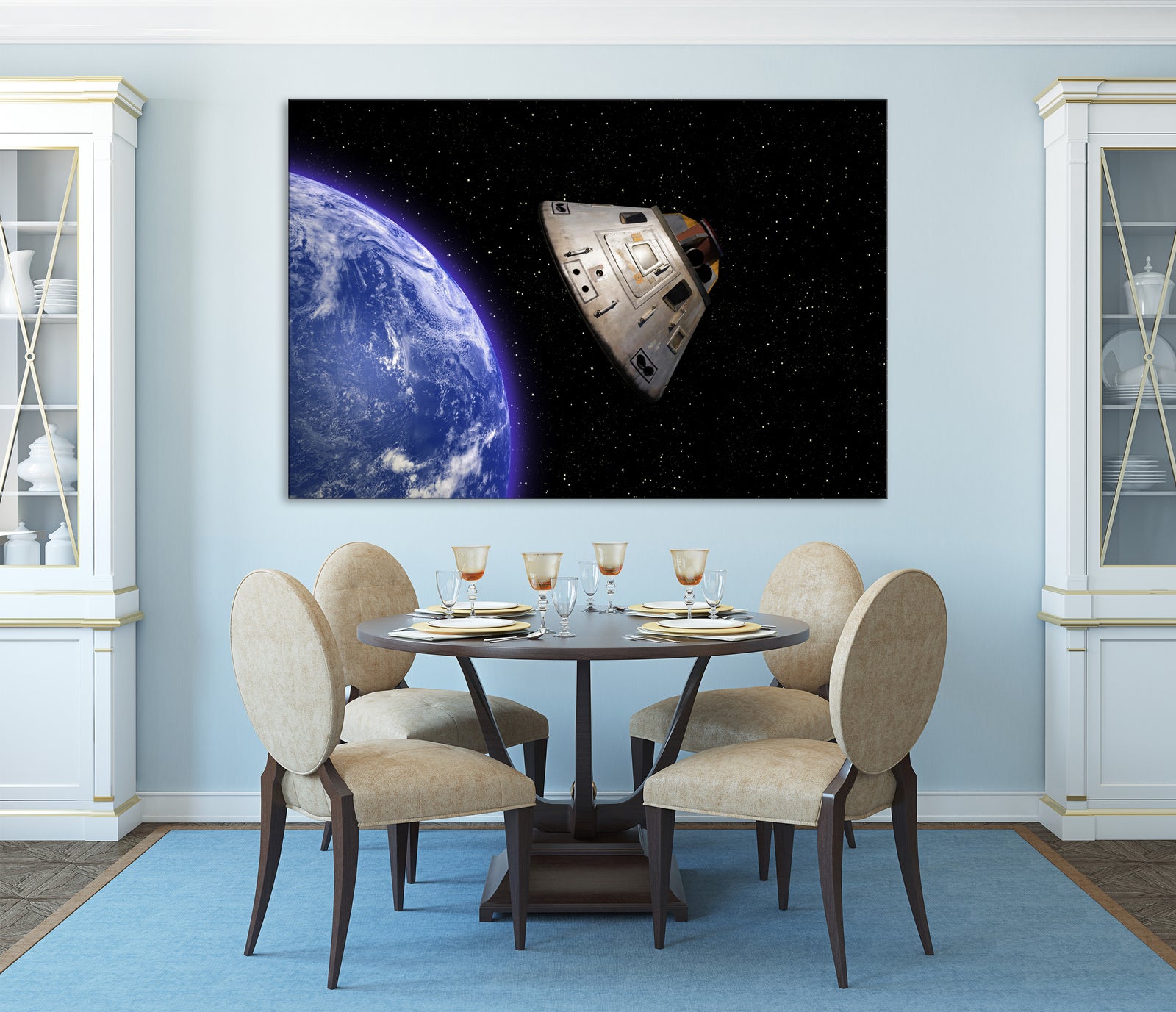 Cosmos No. 064, shown framed in a room by day