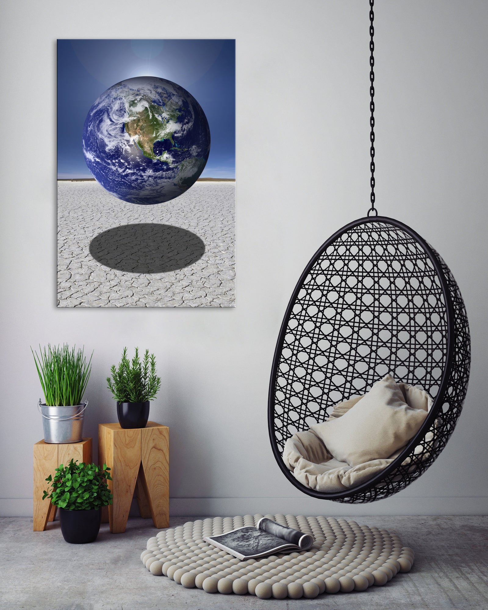 Cosmos No. 065, shown framed in a room by day