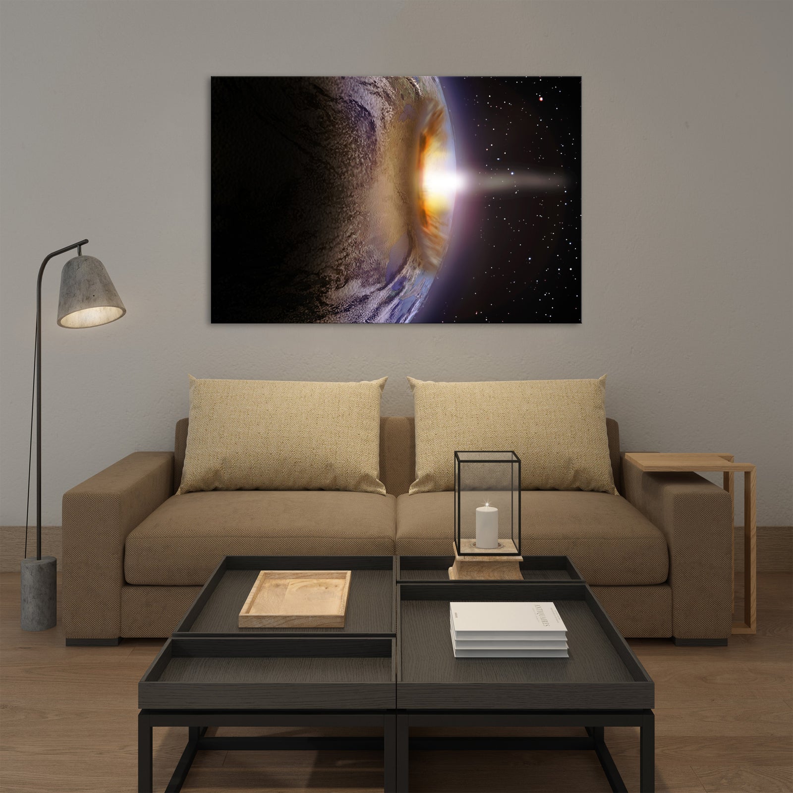 Cosmos No. 066, shown framed in a room by day