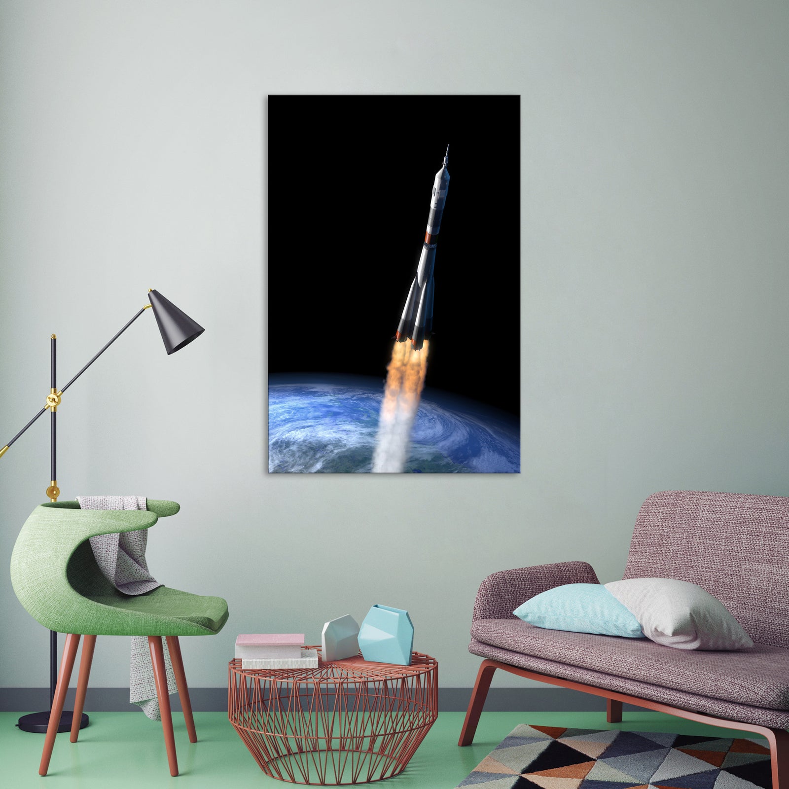 Cosmos No. 067, shown framed in a room by day