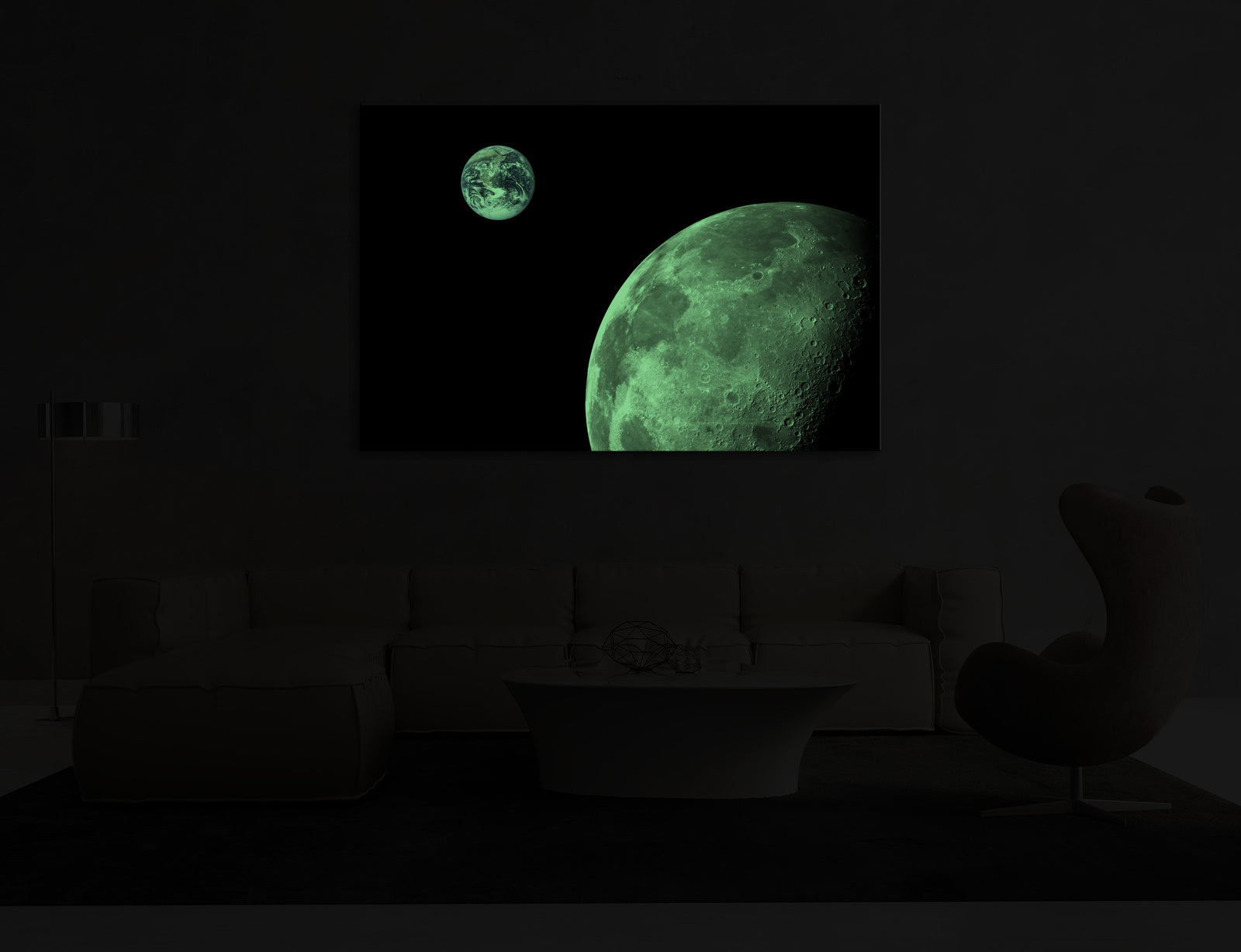 Cosmos No. 069, glowing in a room at night