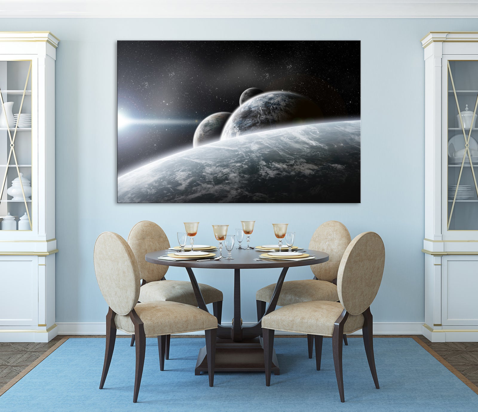 Cosmos No. 071, shown framed in a room by day