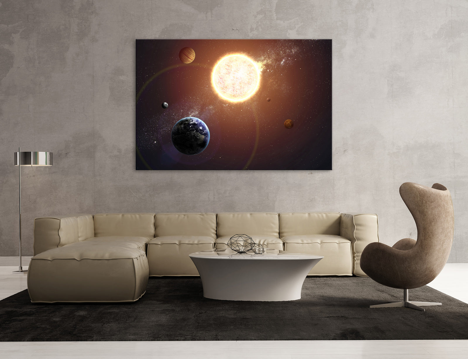 Cosmos No. 075, shown framed in a room by day