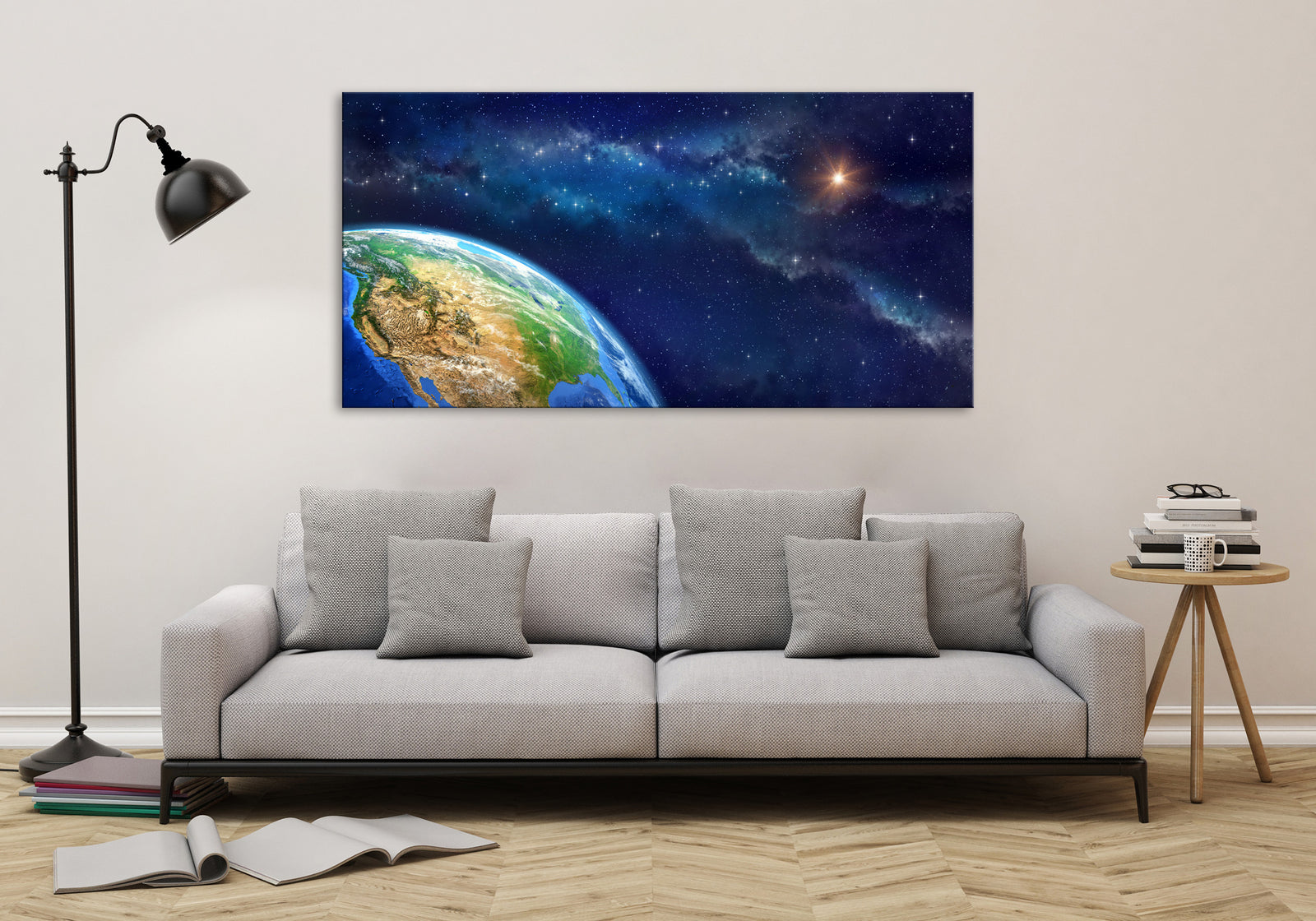 Cosmos No. 076, shown framed in a room by day