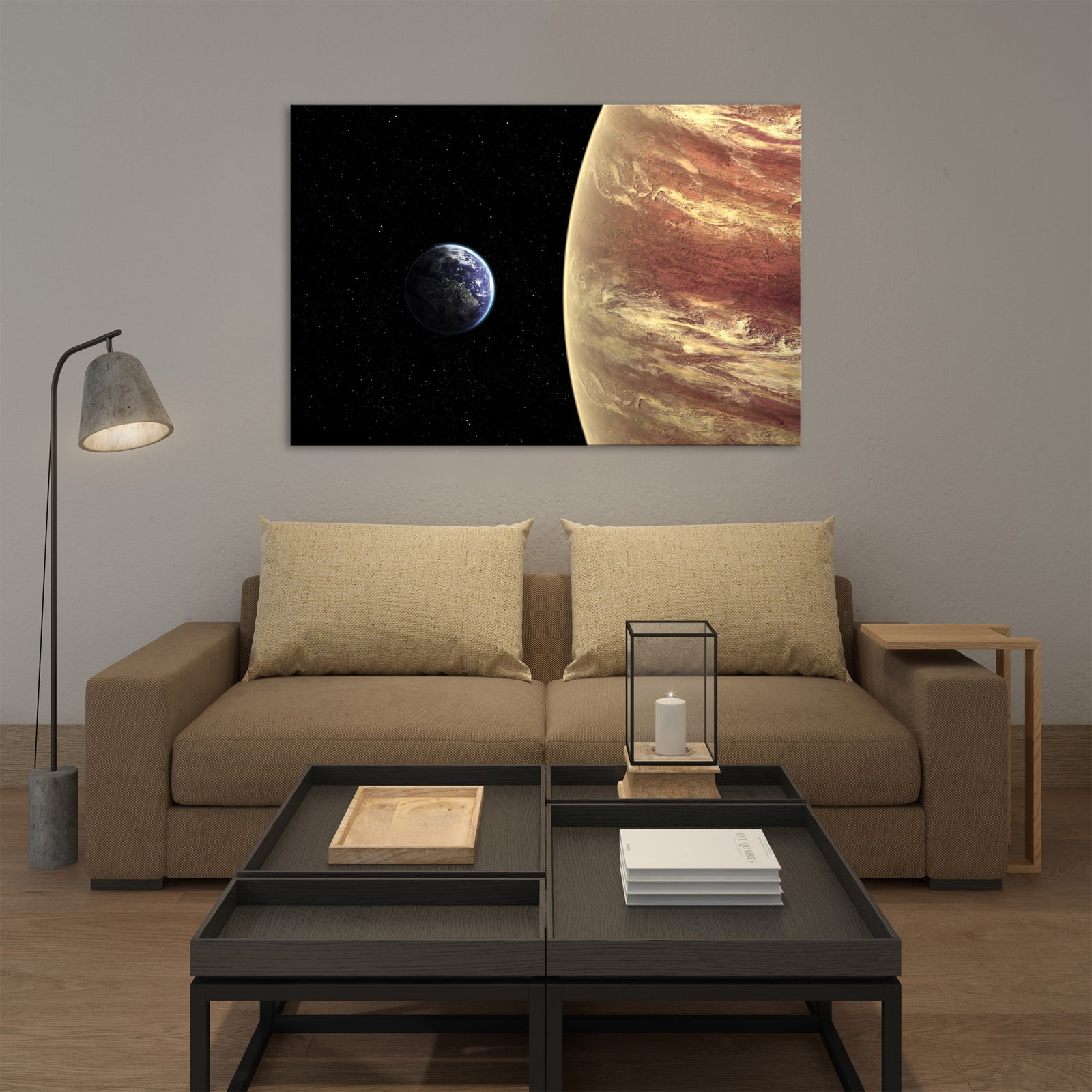 Cosmos No. 077, shown framed in a room by day
