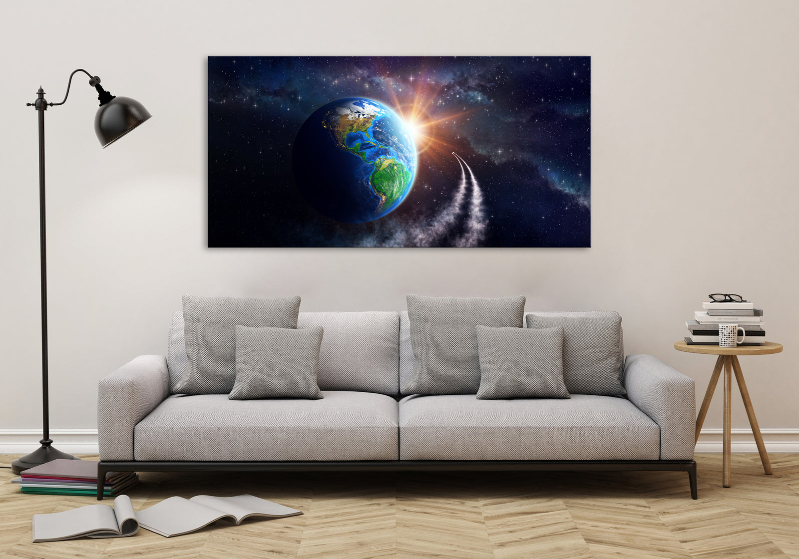 Cosmos No. 079, shown framed in a room by day