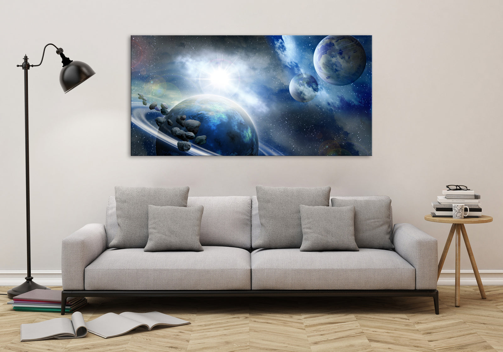 Cosmos No. 085, shown framed in a room by day