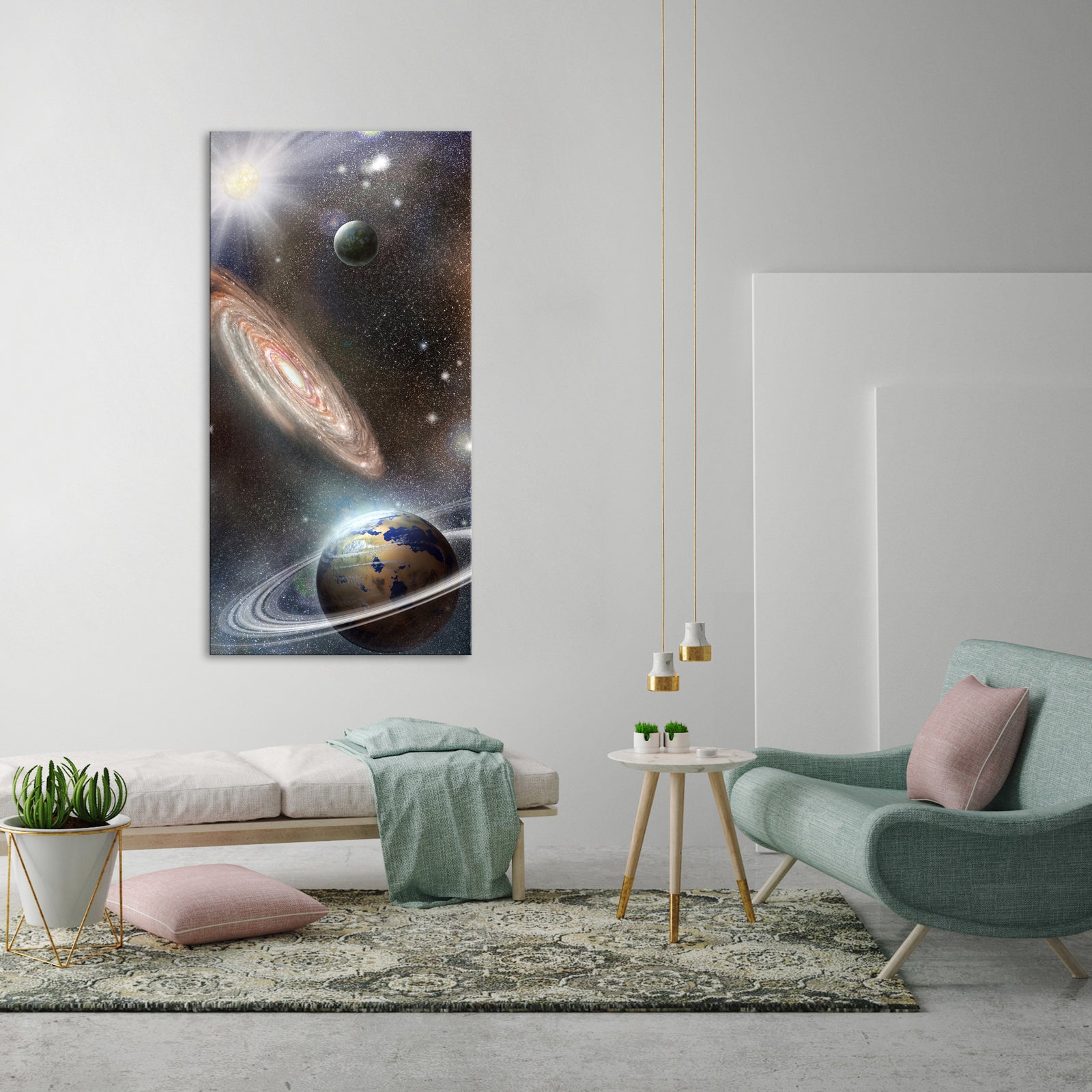 Cosmos No. 089, shown framed in a room by day