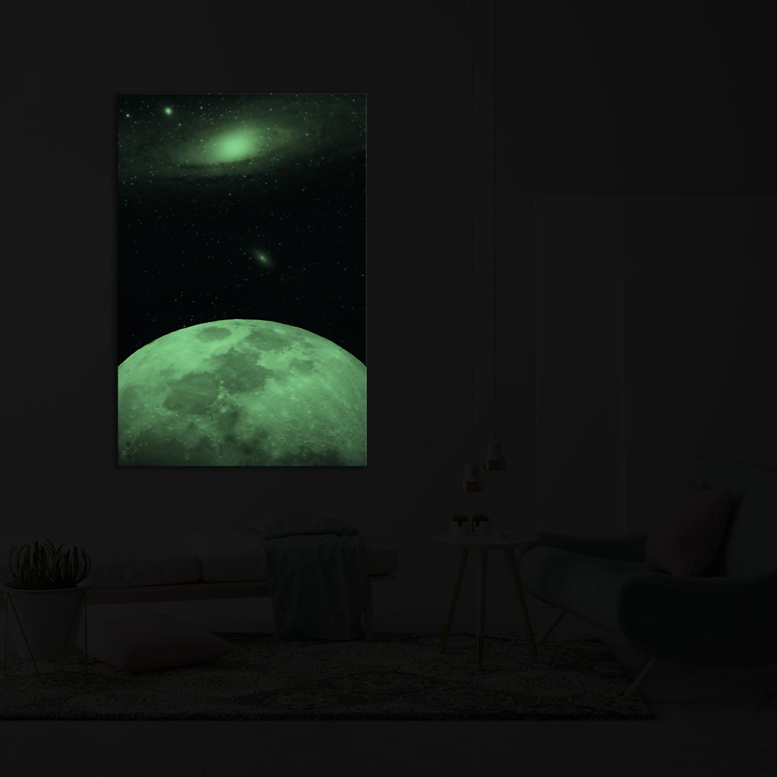 Cosmos No. 095, glowing in a room at night
