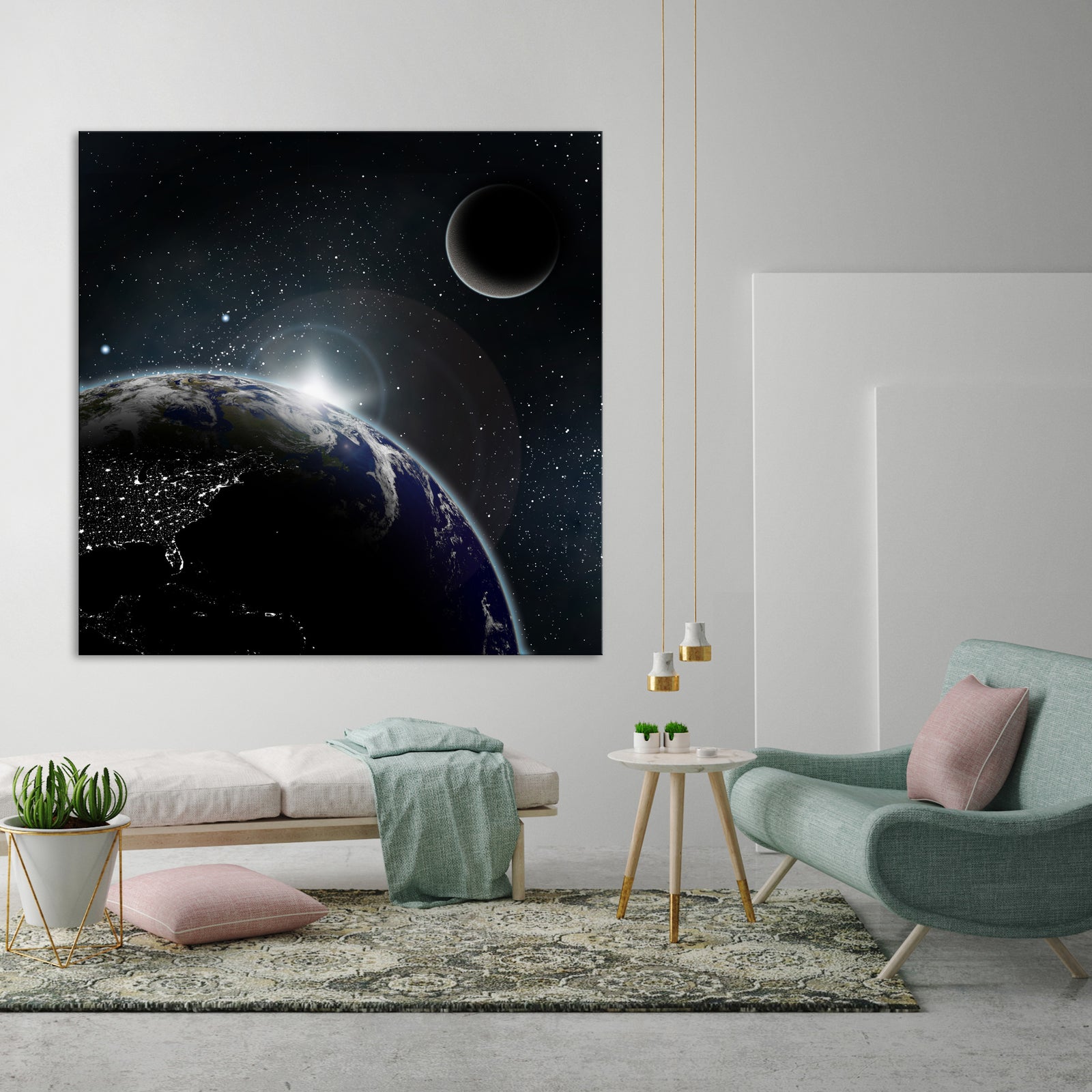Cosmos No. 097, shown framed in a room by day