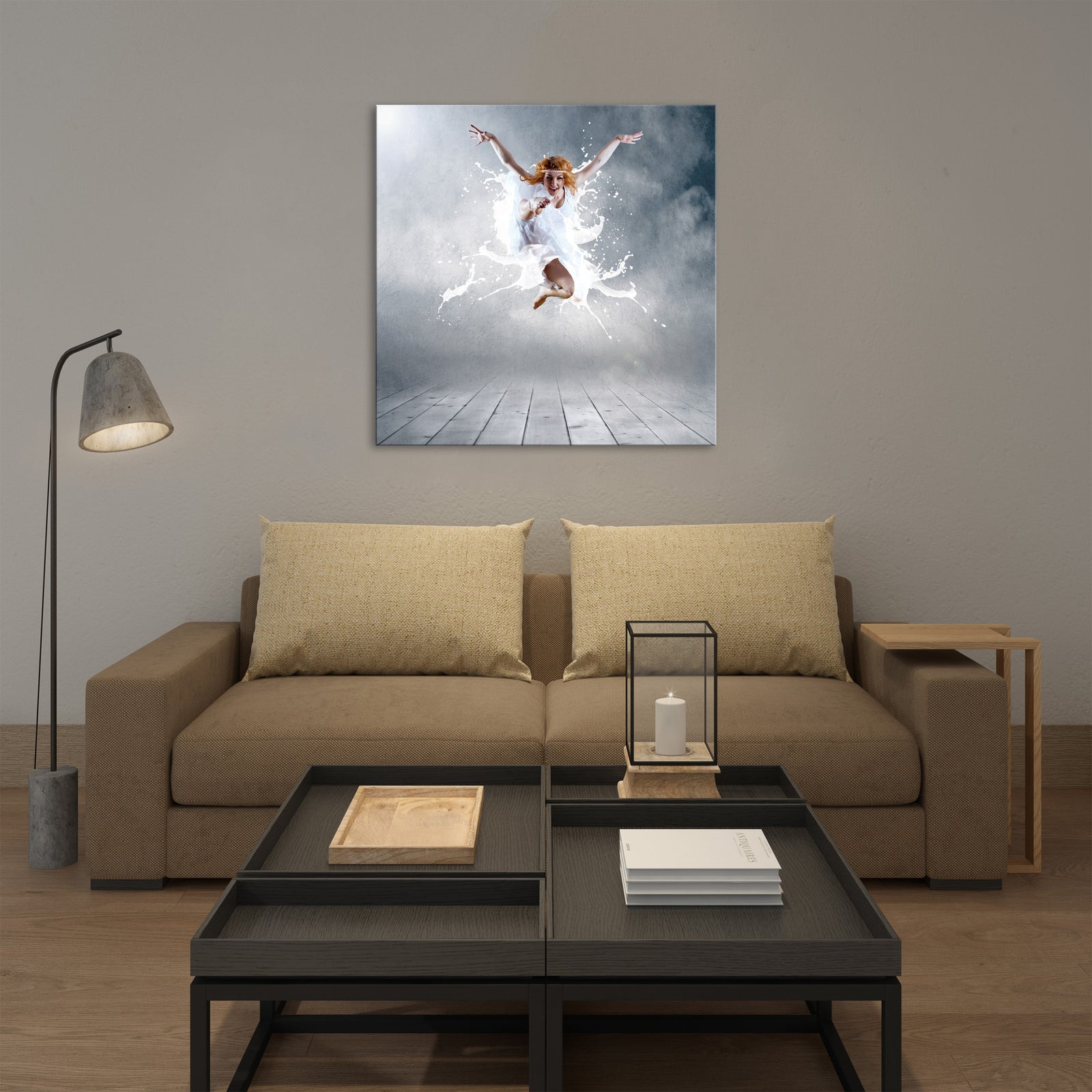 People No. 001, shown framed in a room by day
