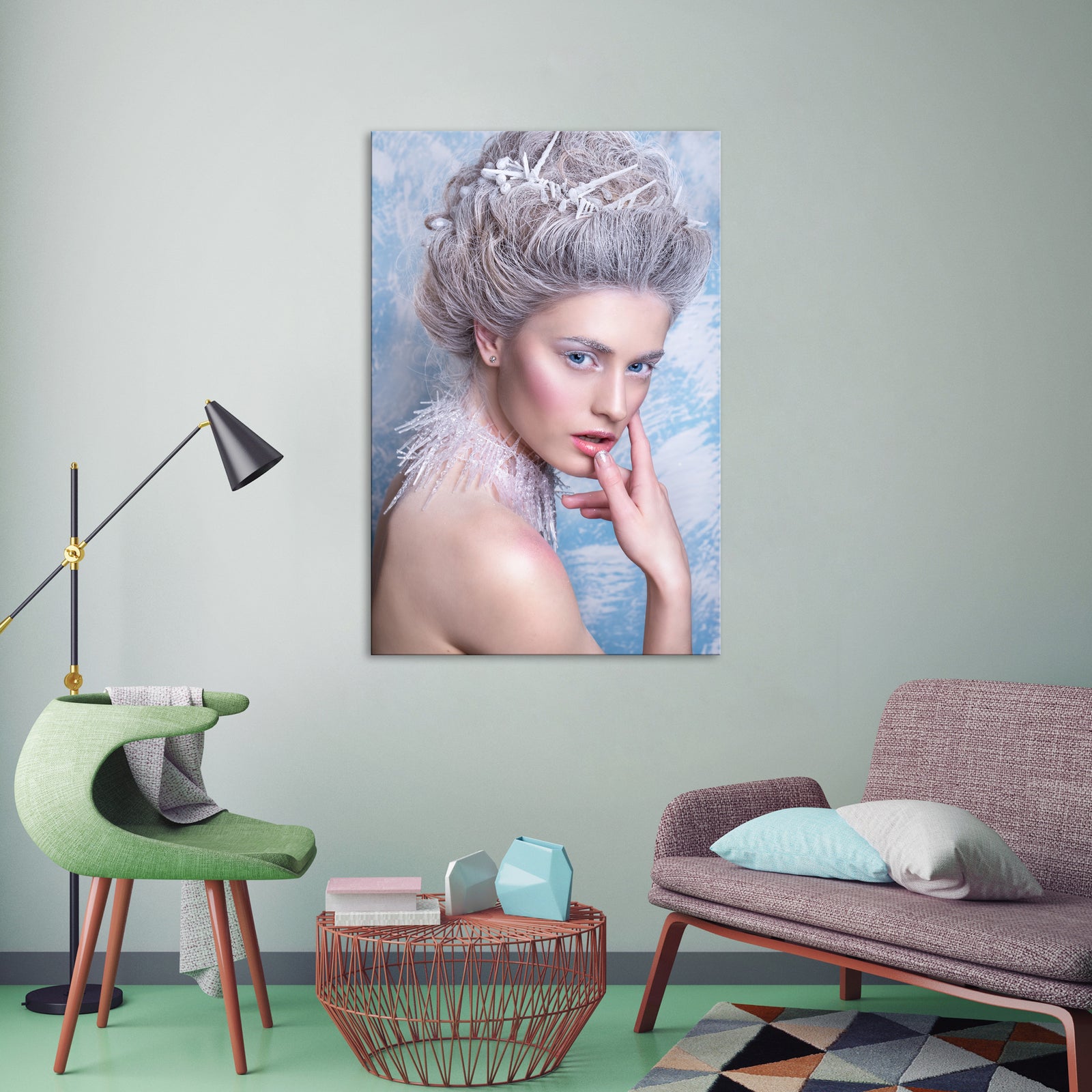 People No. 002, shown framed in a room by day