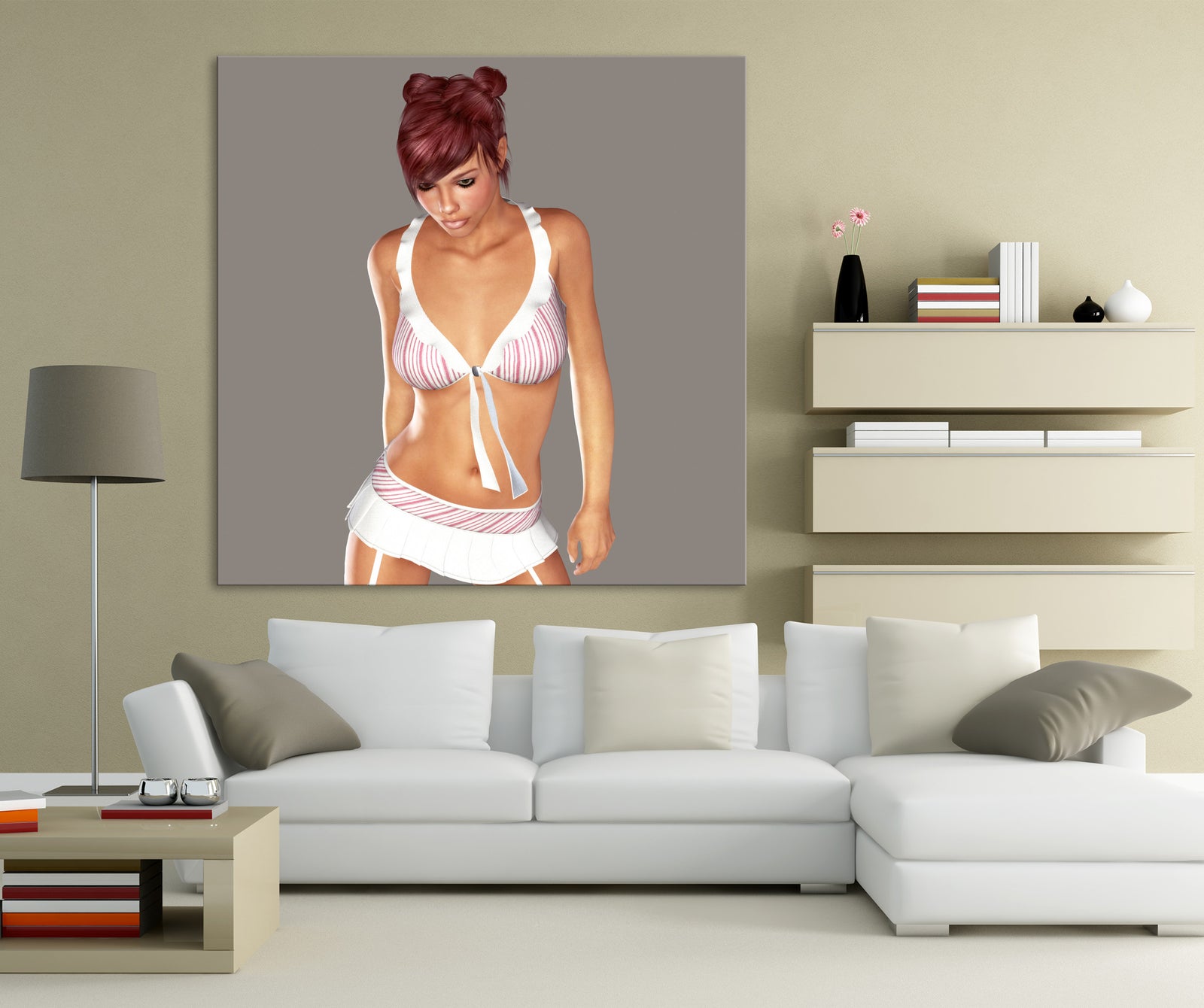 People No. 009, shown framed in a room by day