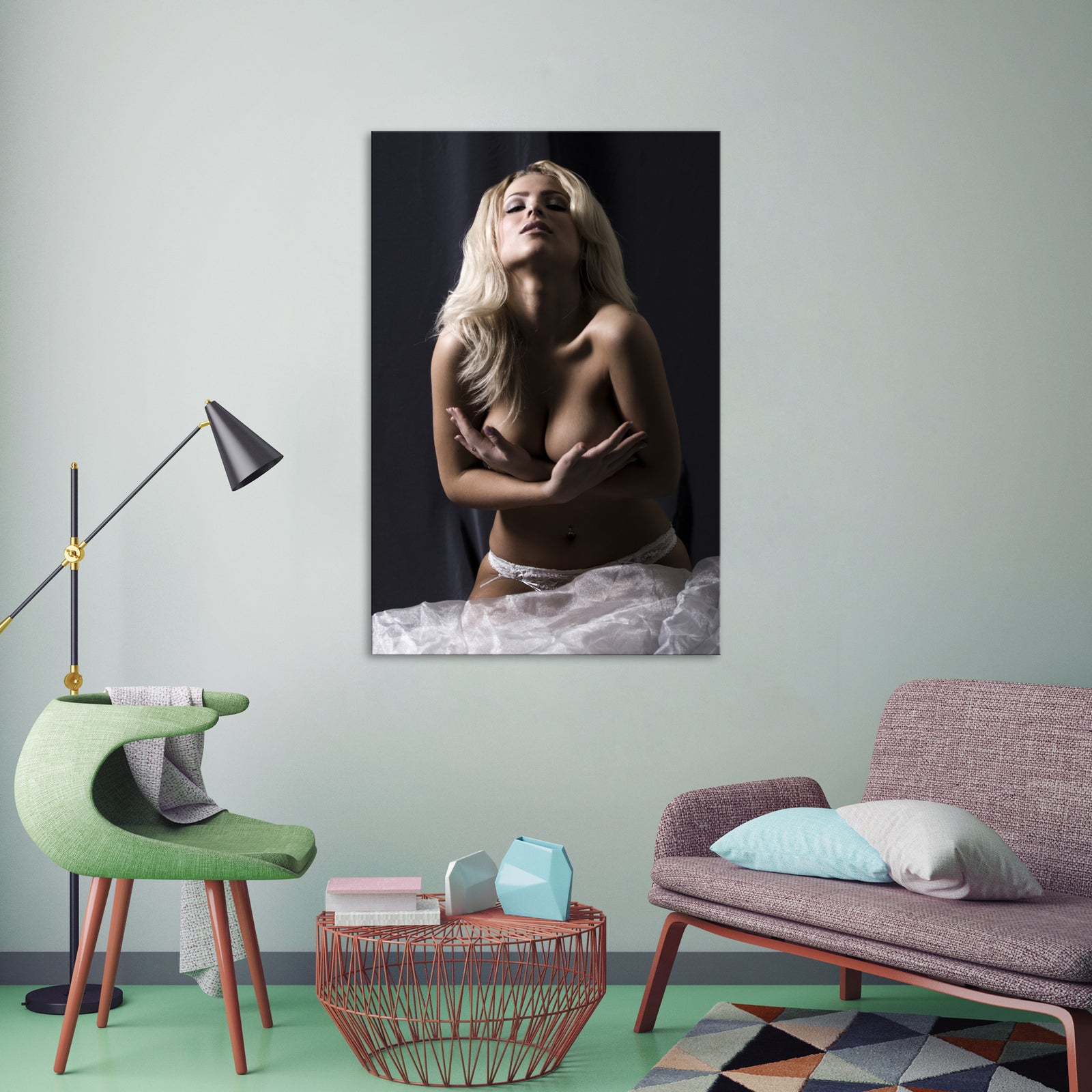 People No. 016, shown framed in a room by day