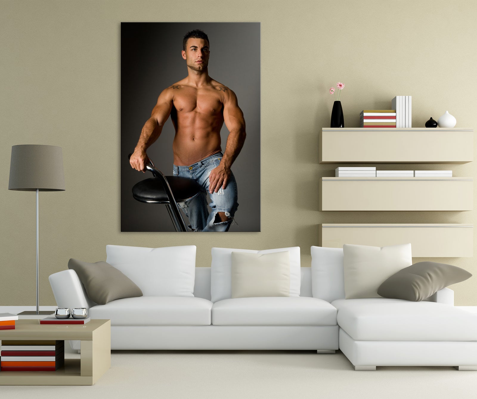 People No. 027, shown framed in a room by day