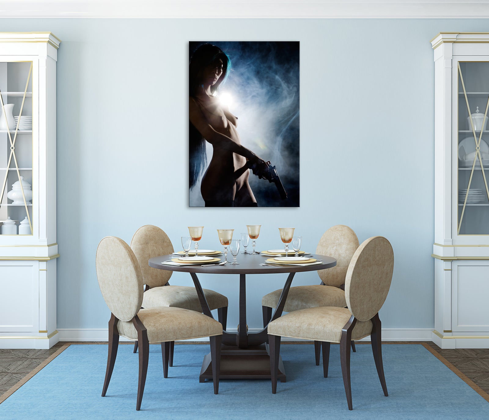 People No. 028, shown framed in a room by day