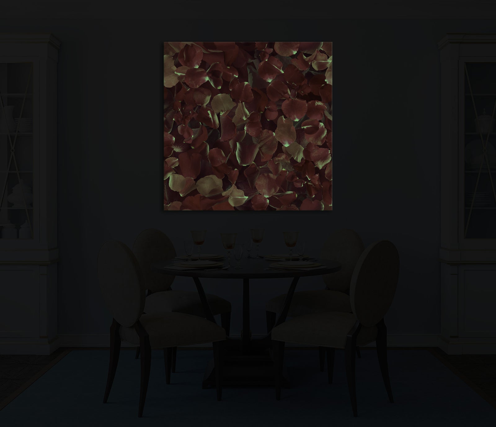 Flowers No. 006, glowing in a room at night