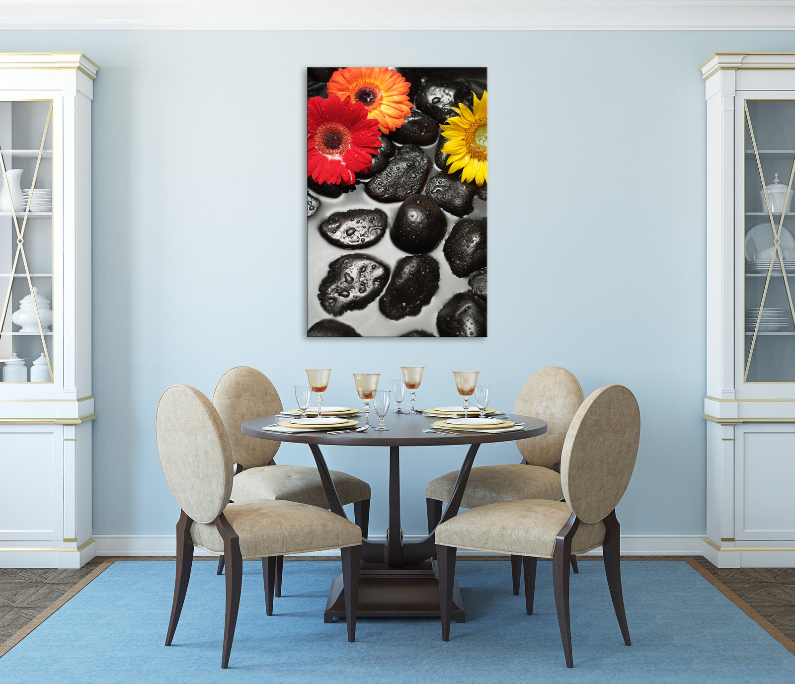 Flowers No. 008, shown framed in a room by day