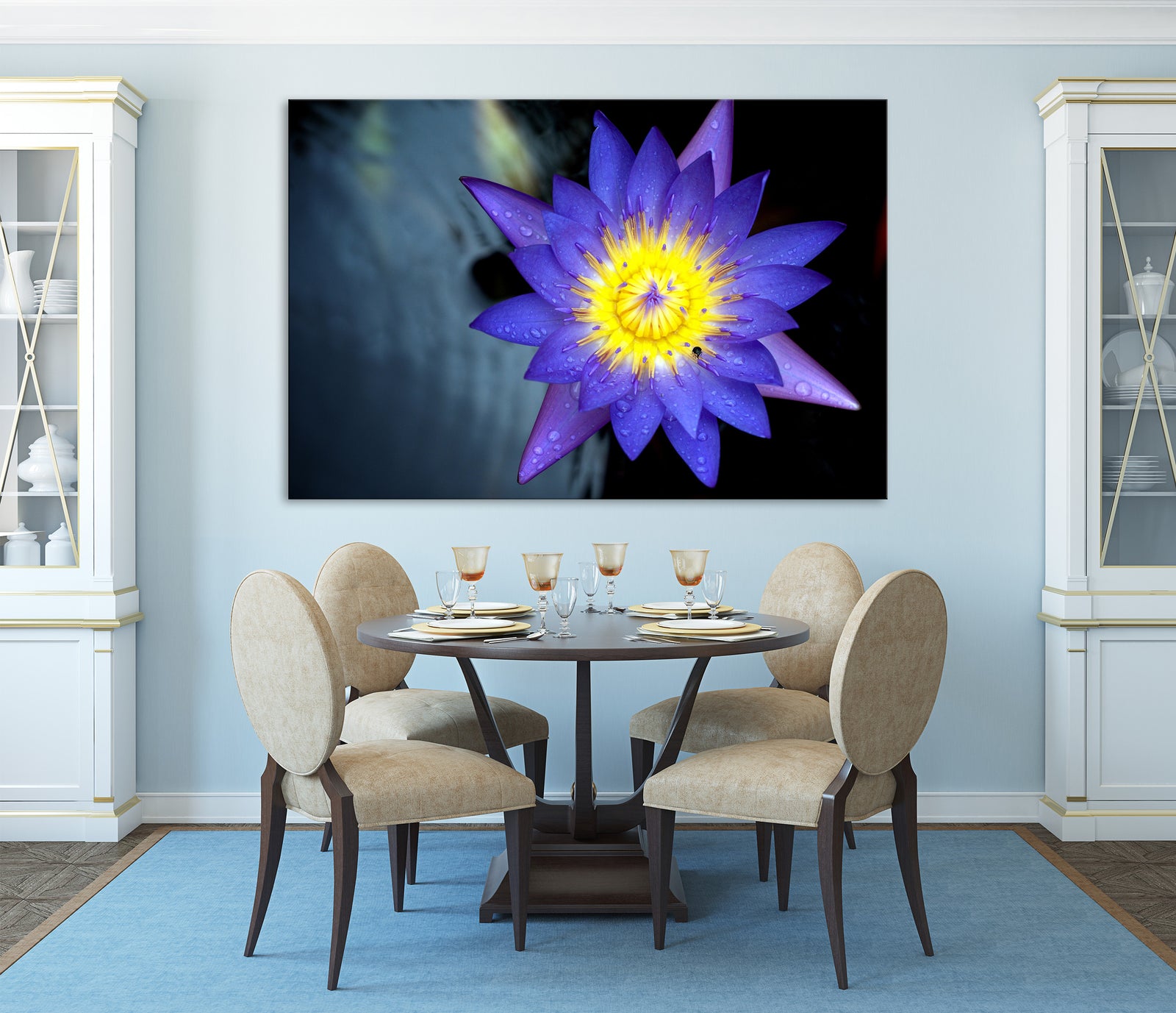 Flowers No. 009, shown framed in a room by day