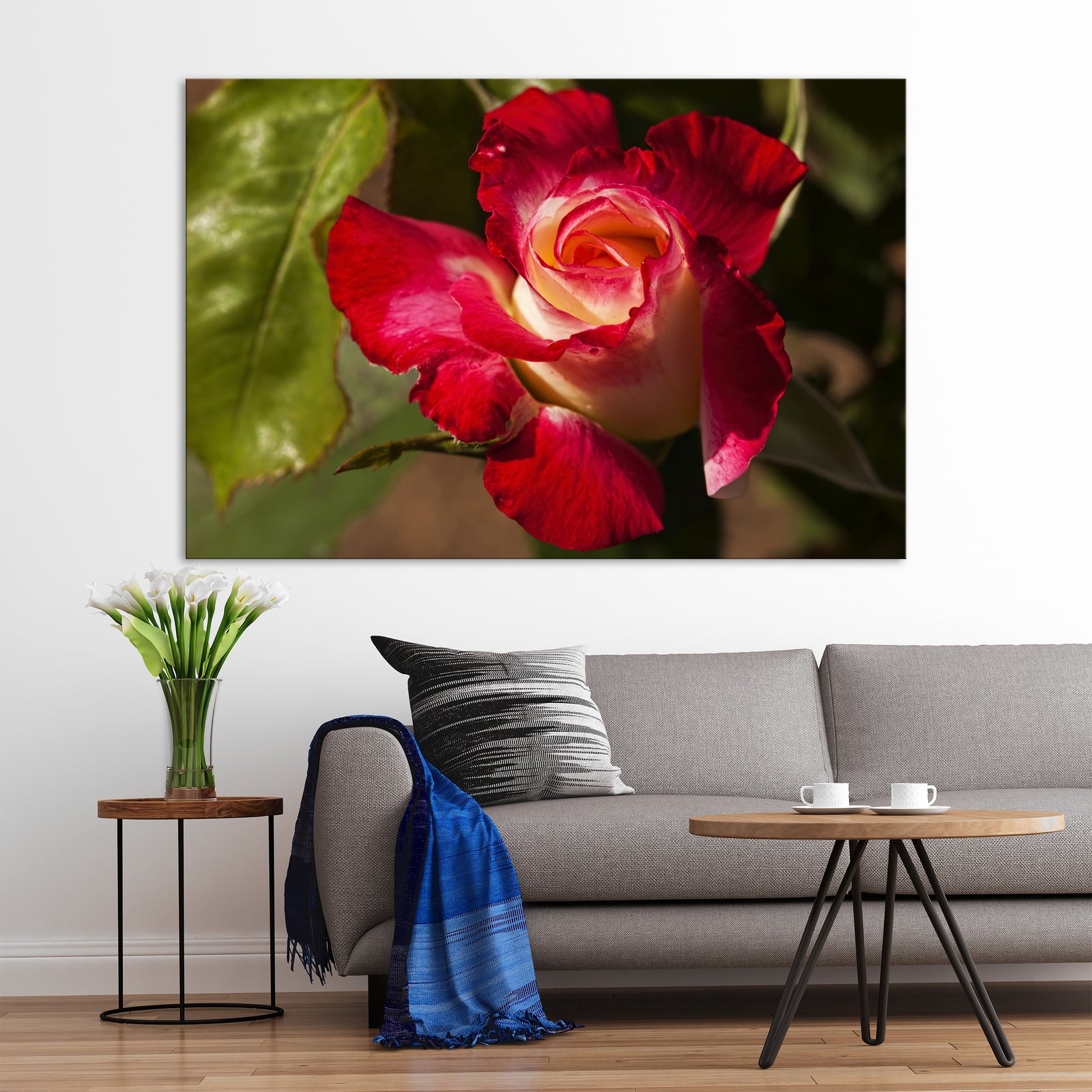 Flowers No. 011, shown framed in a room by day