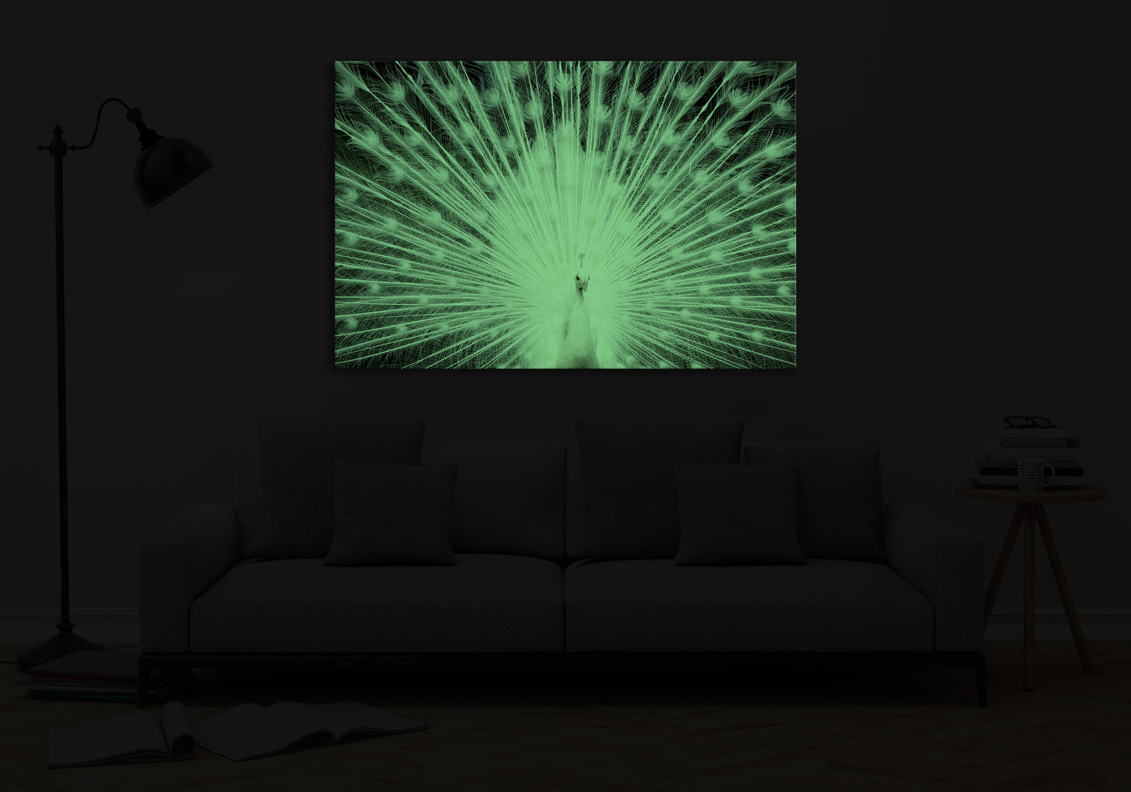 Flowers No. 012, glowing in a room at night
