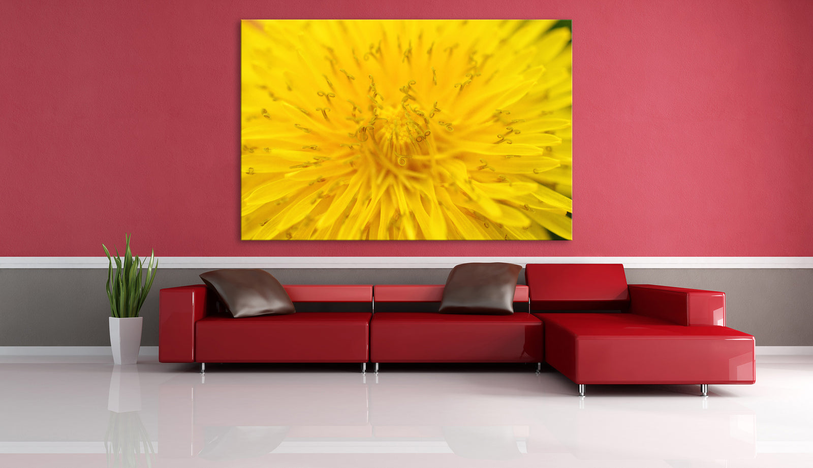 Flowers No. 013, shown framed in a room by day