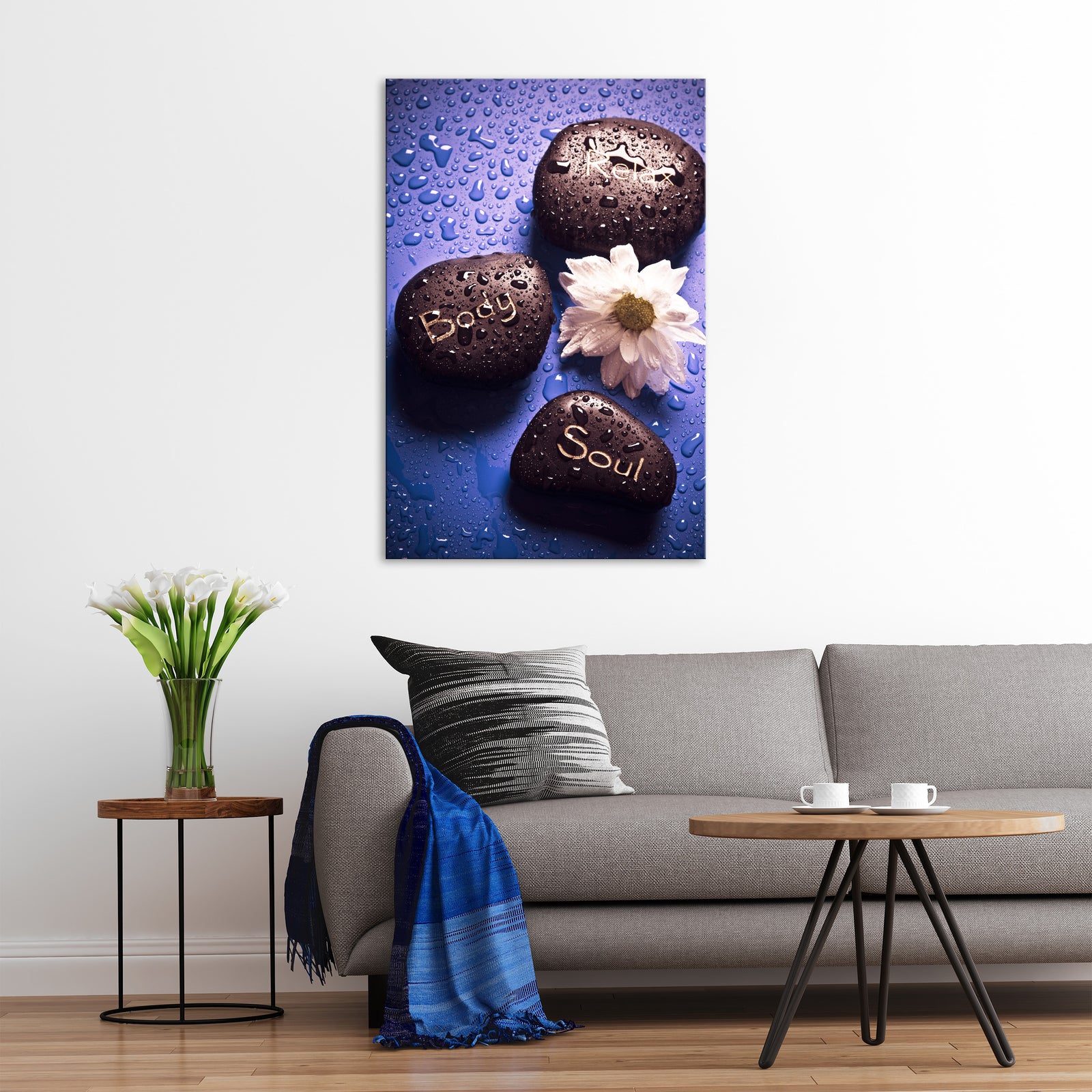 Flowers No. 019, shown framed in a room by day