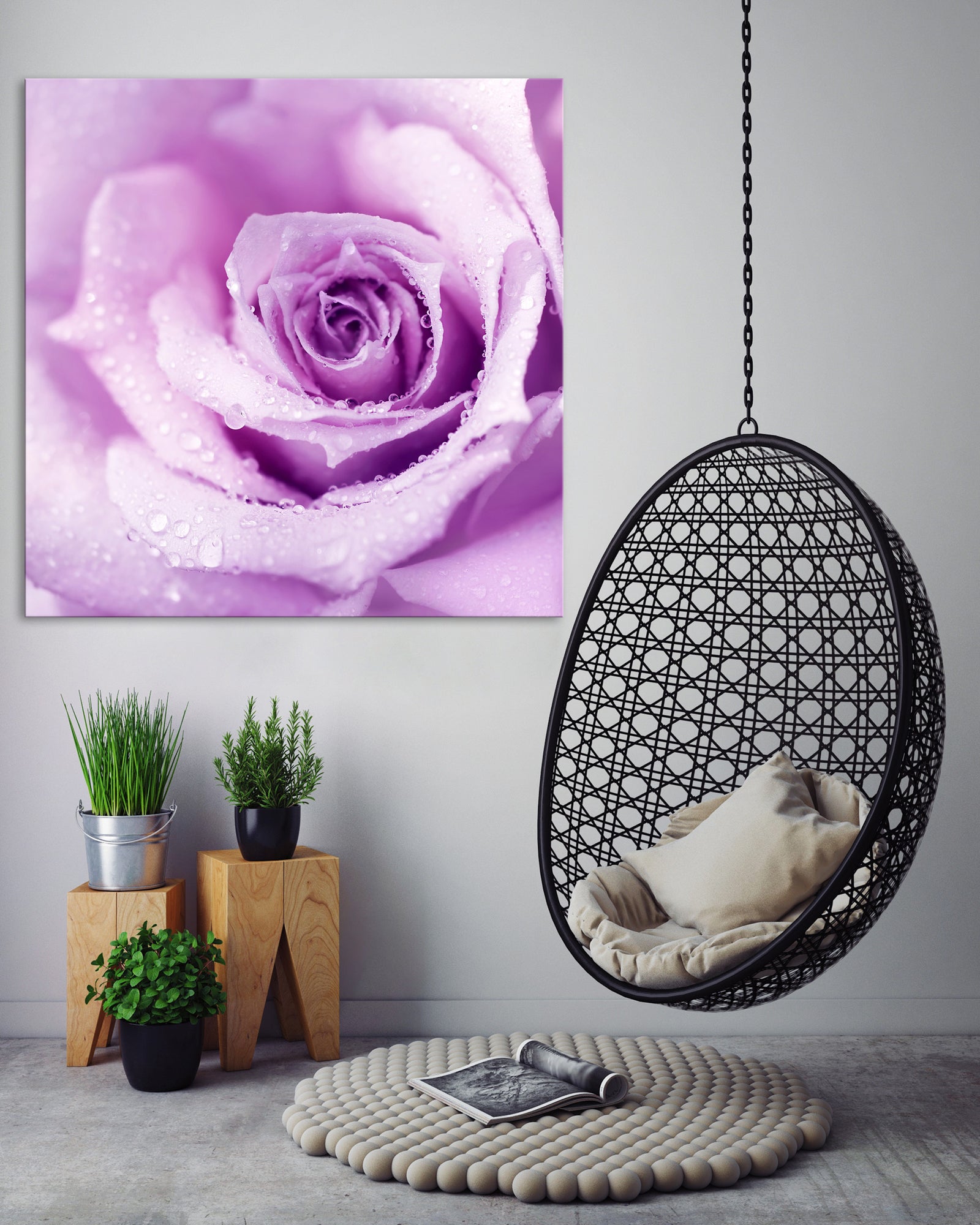 Flowers No. 021, shown framed in a room by day