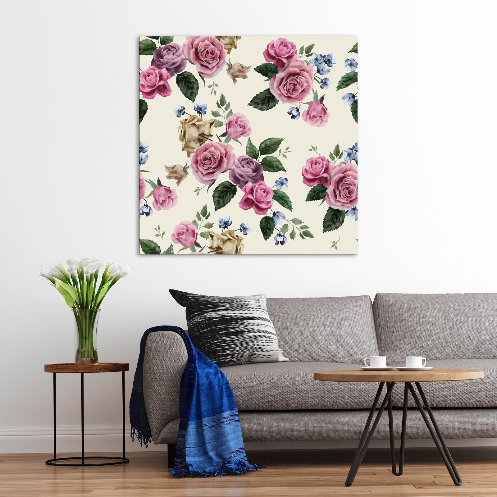 Flowers No. 022, shown framed in a room by day