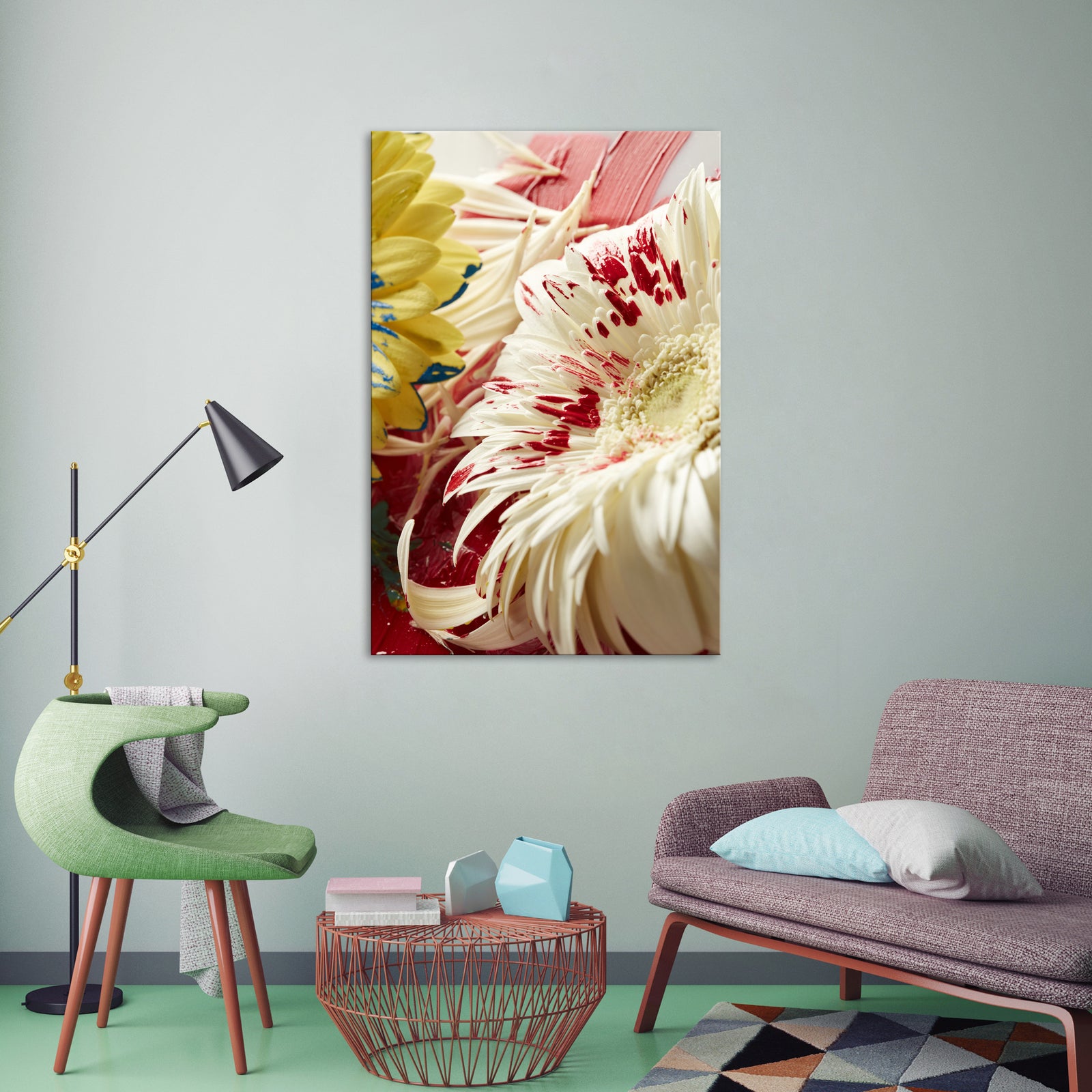 Flowers No. 024, shown framed in a room by day