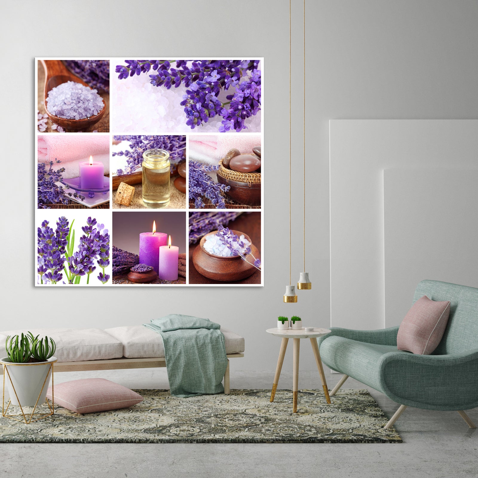 Flowers No. 030, shown framed in a room by day