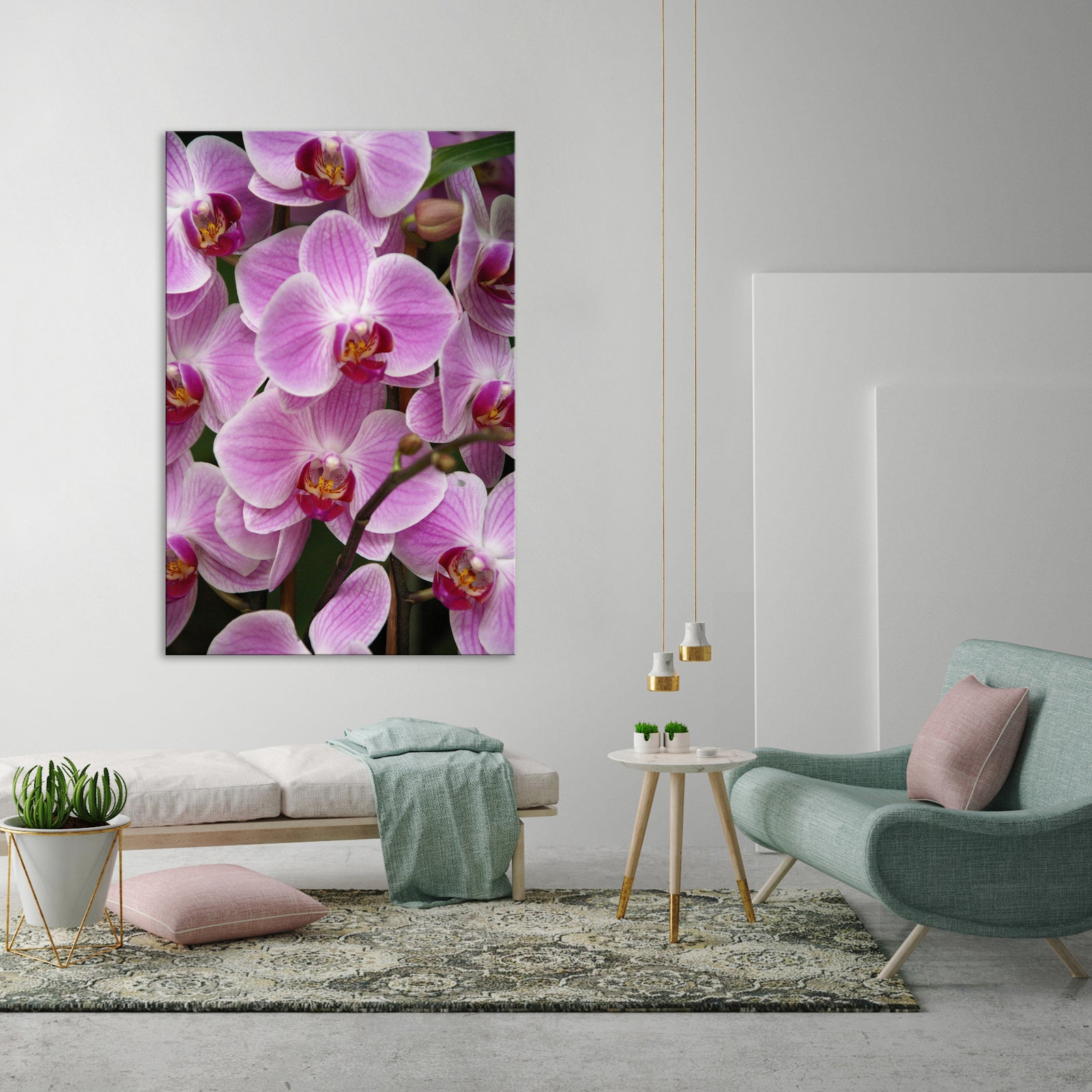 Flowers No. 031, shown framed in a room by day