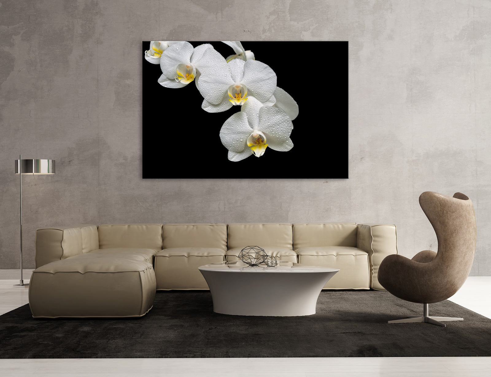 Flowers No. 035, shown framed in a room by day