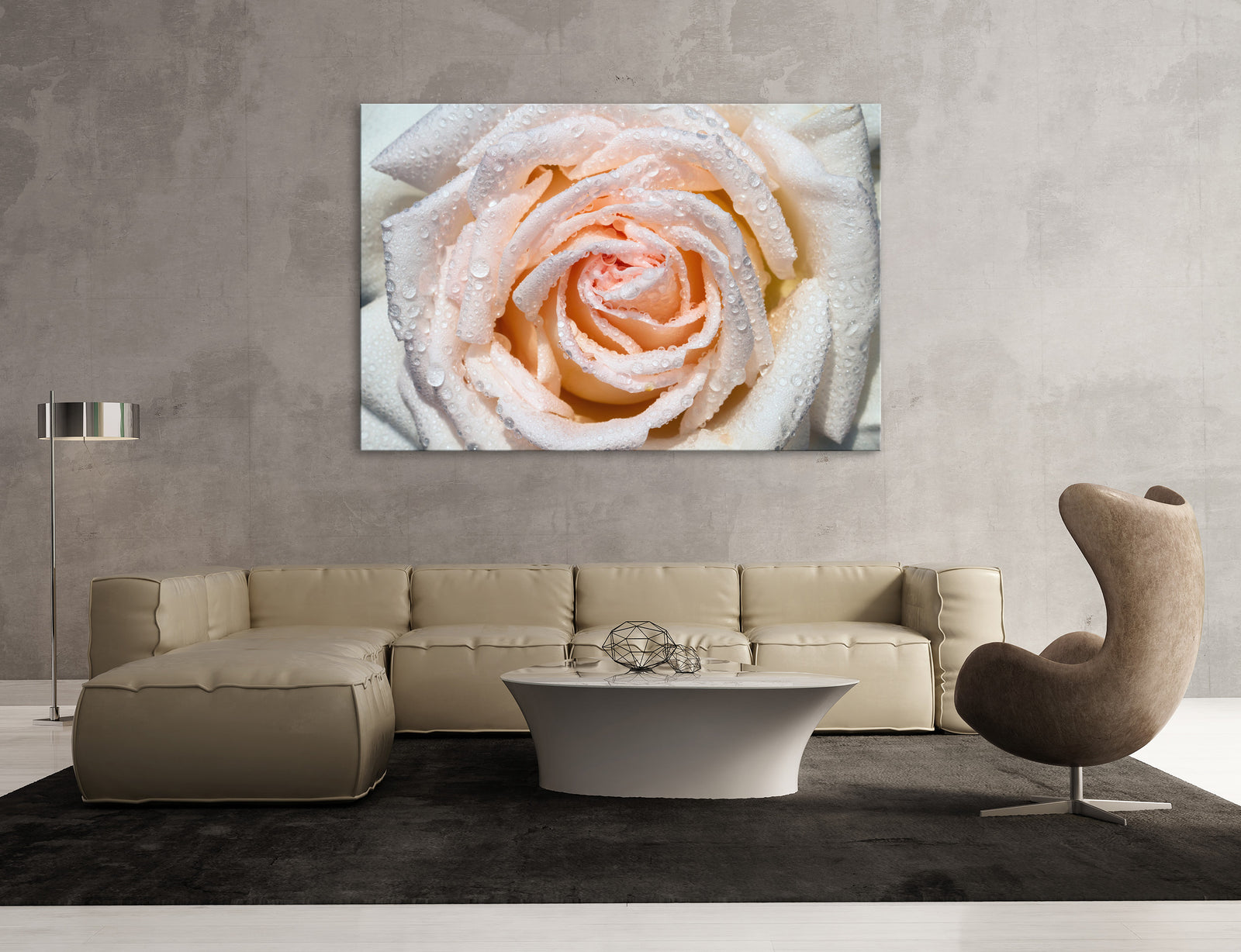 Flowers No. 036, shown framed in a room by day