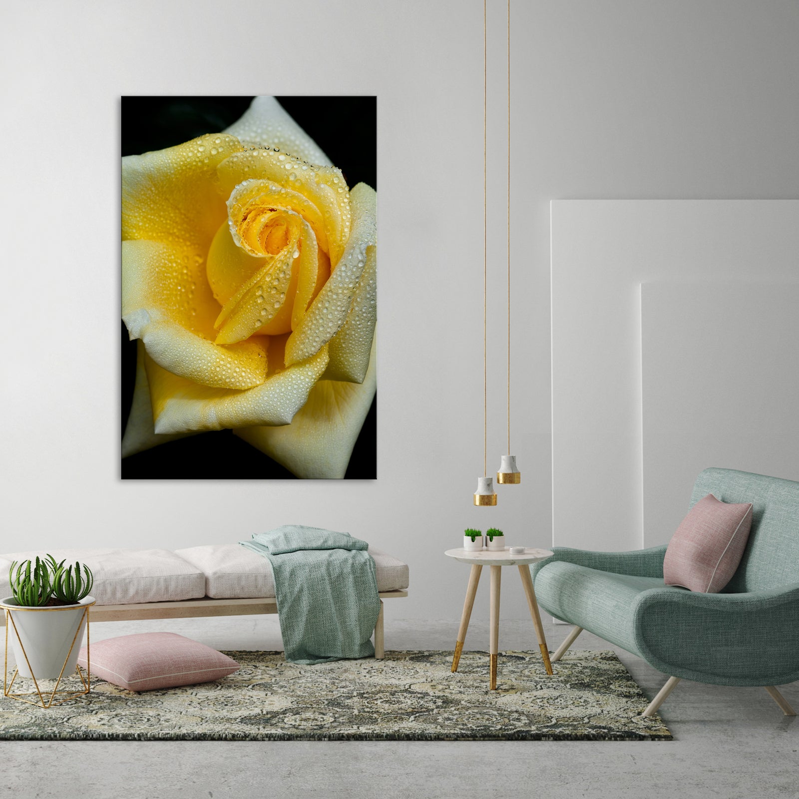 Flowers No. 038, shown framed in a room by day