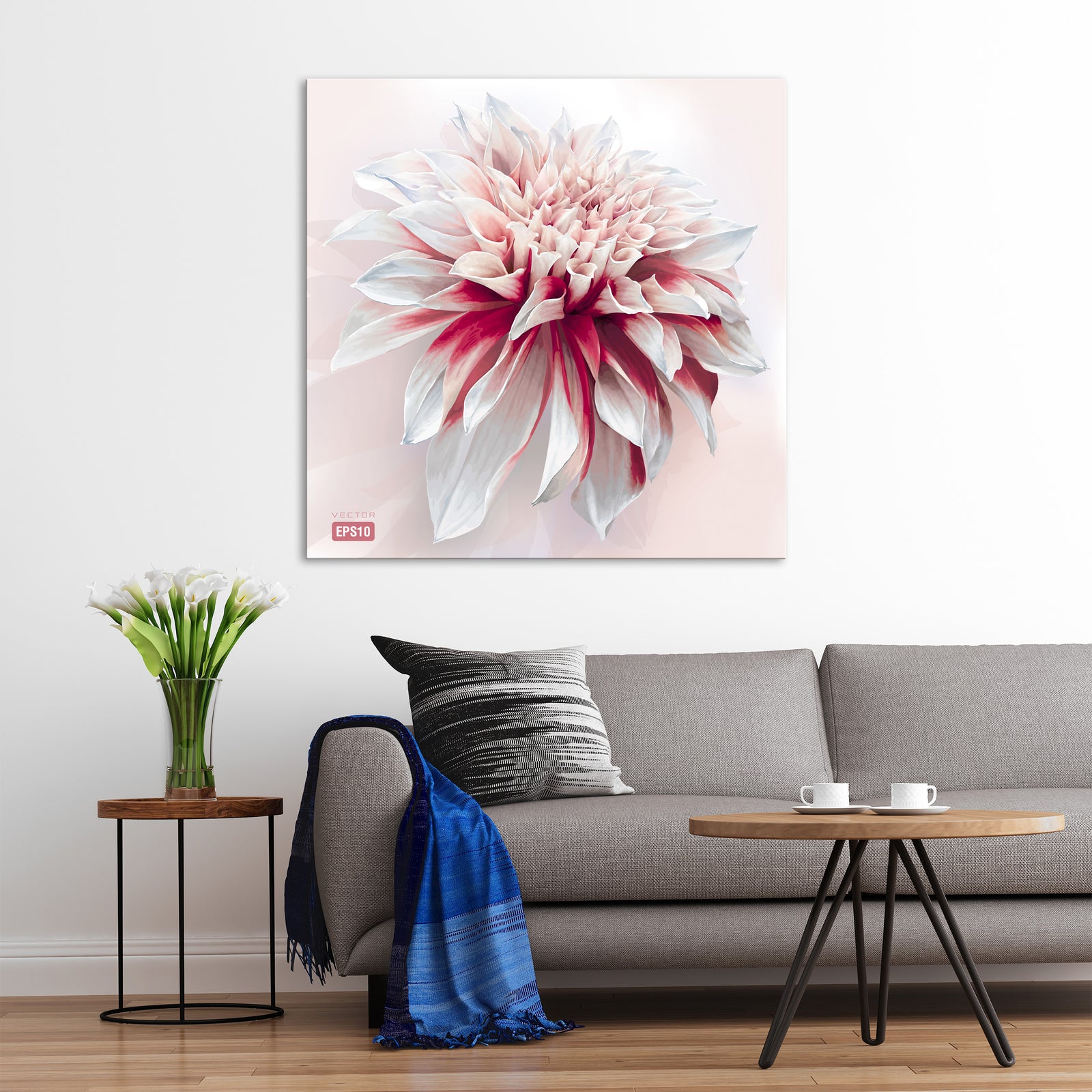 Flowers No. 040, shown framed in a room by day