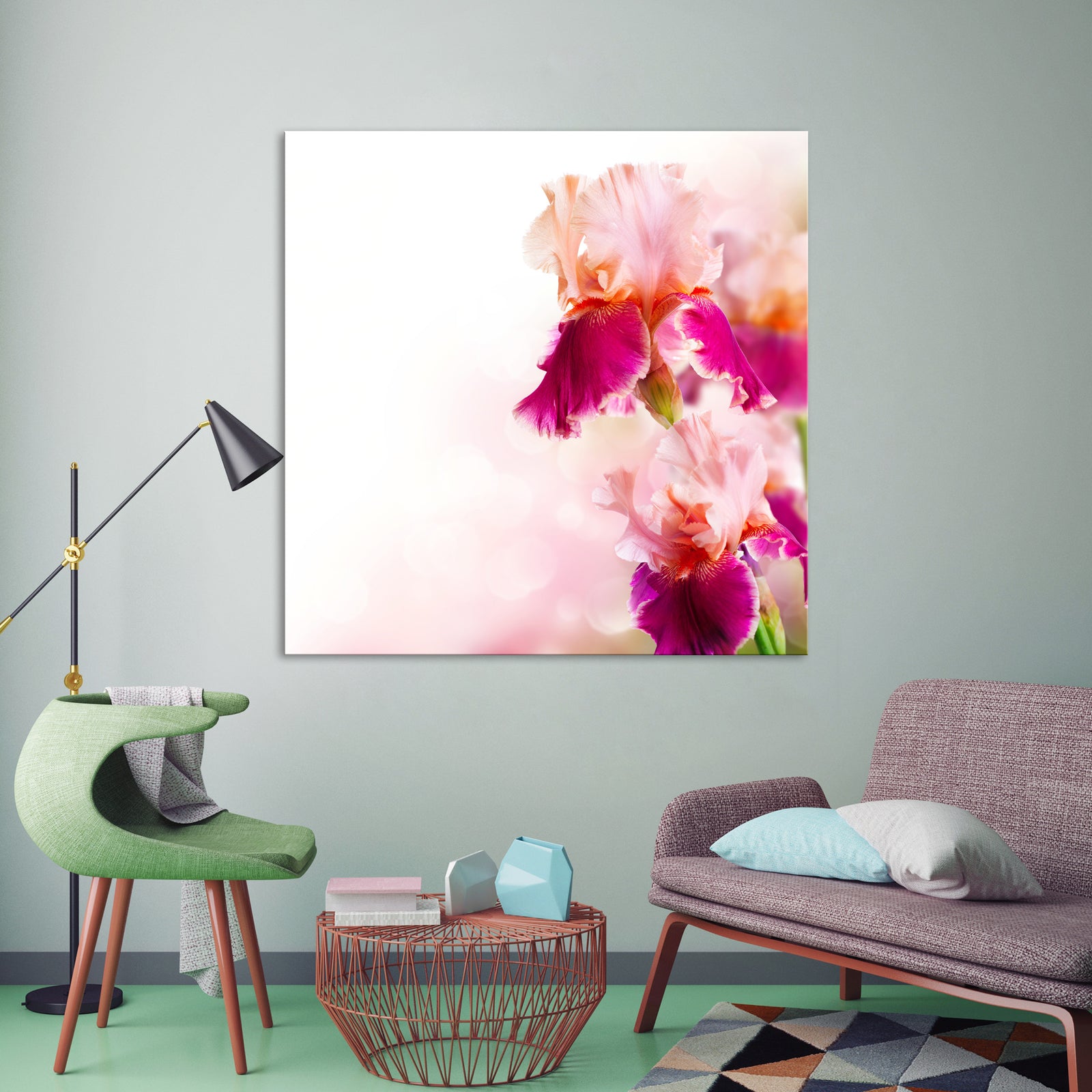 Flowers No. 044, shown framed in a room by day