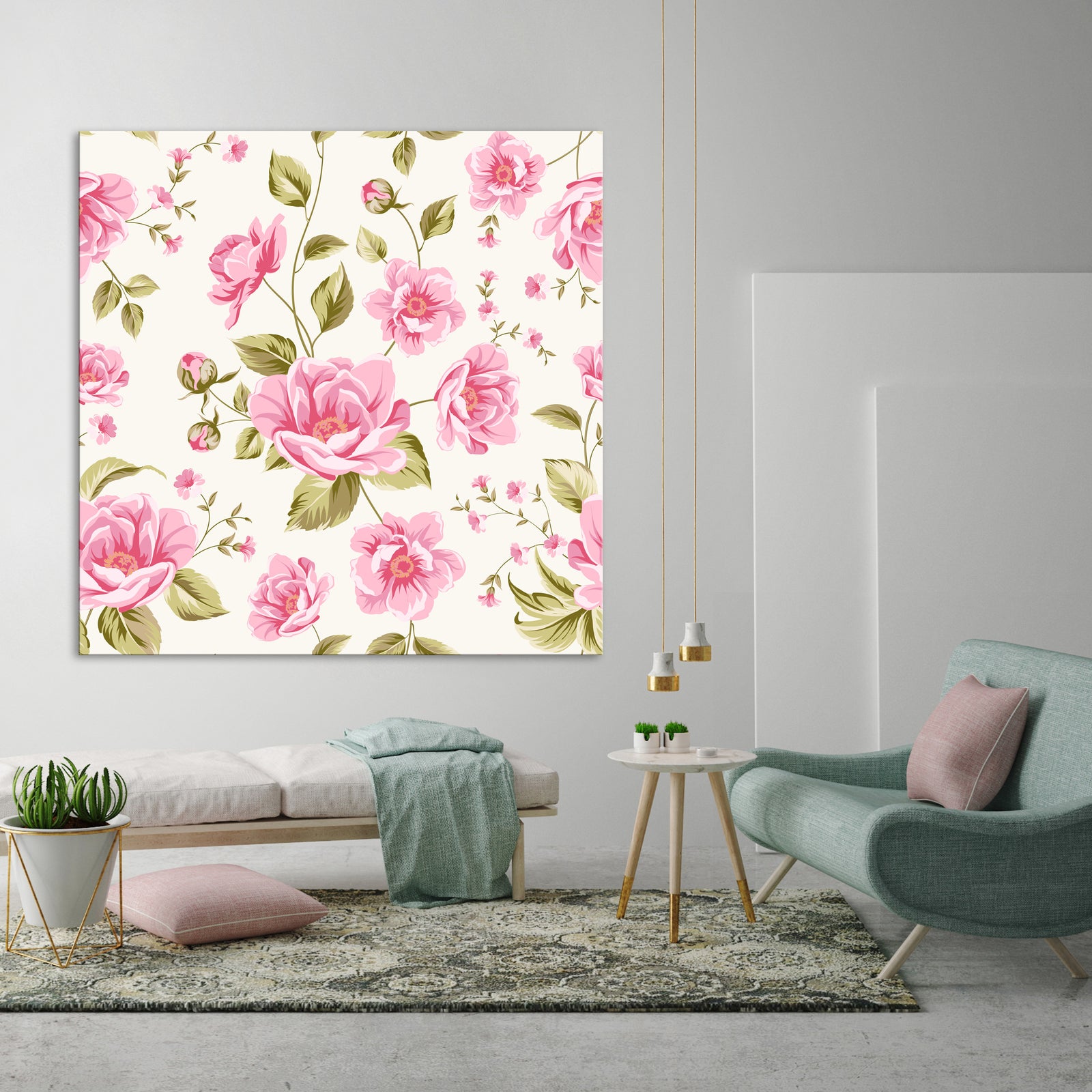 Flowers No. 046, shown framed in a room by day