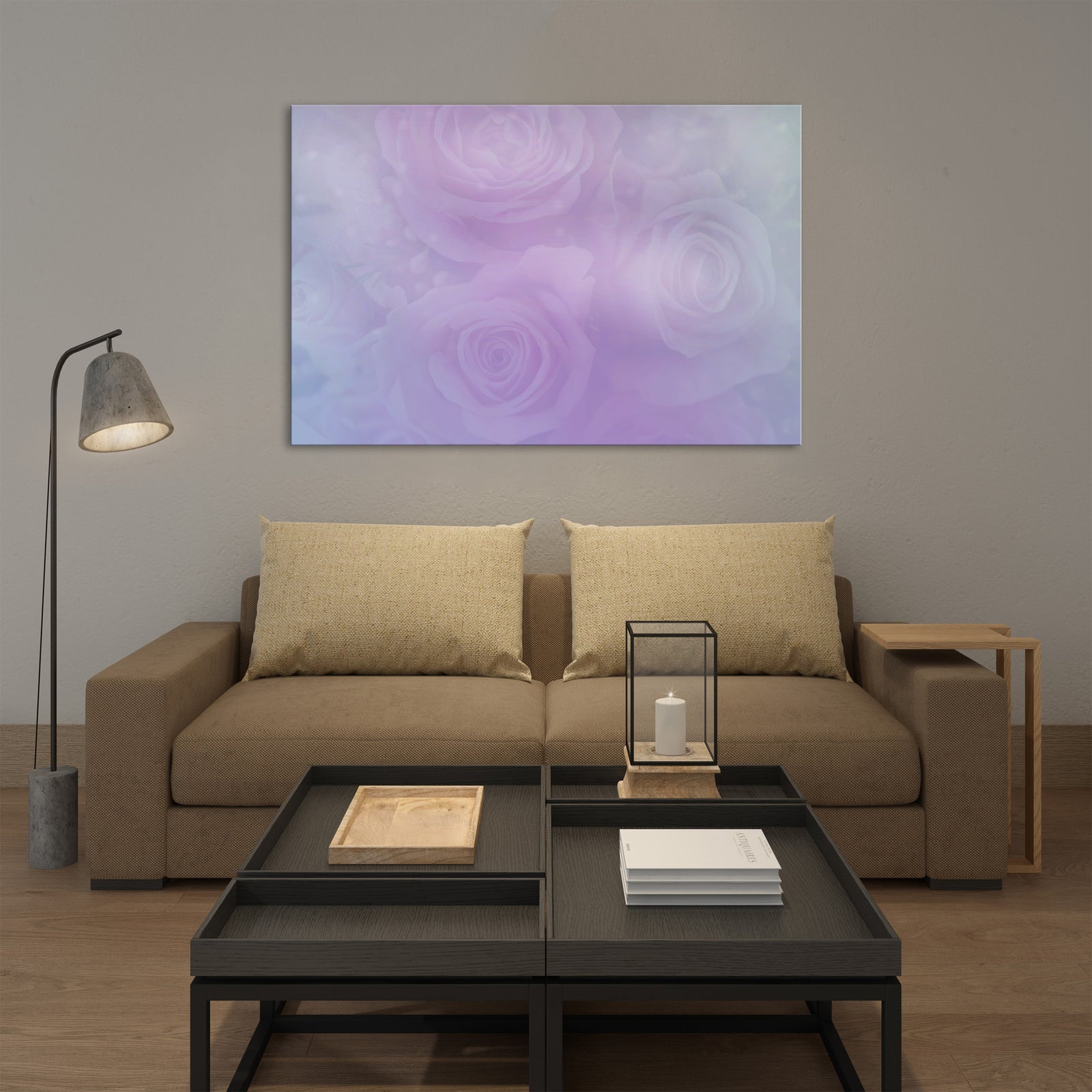 Flowers No. 047, shown framed in a room by day